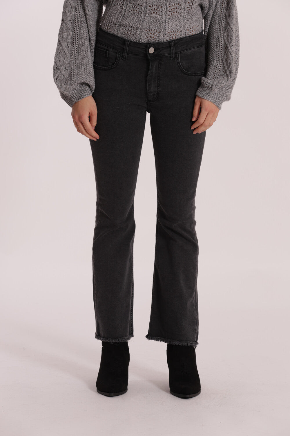 Jeans Mimi Mua donna bootcut con fondo sfrangiato NERO XL | Giò Fashion