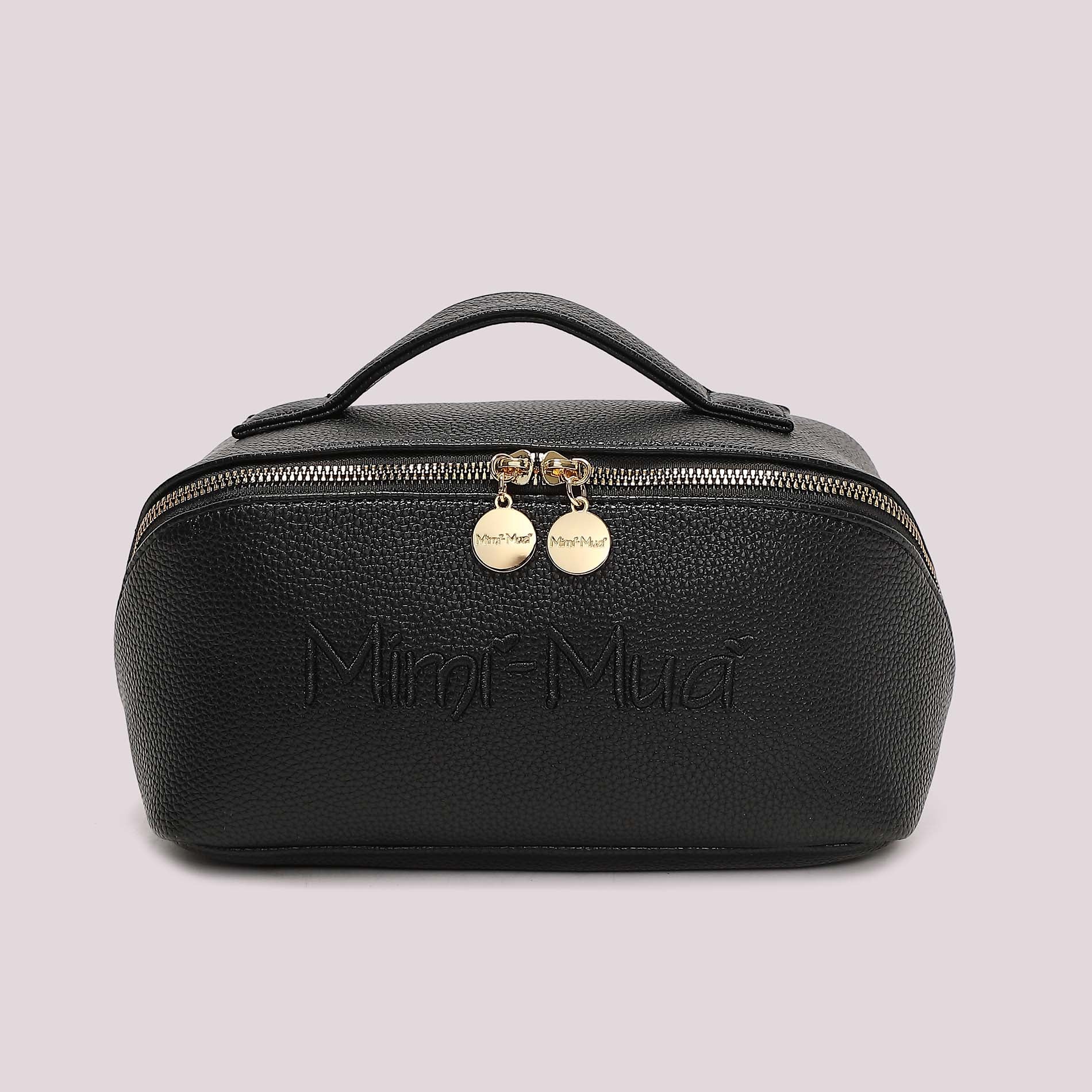 Beauty case donna Mimi Mua con manico e zip superiore design elegante Nero TU | Giò Fashion