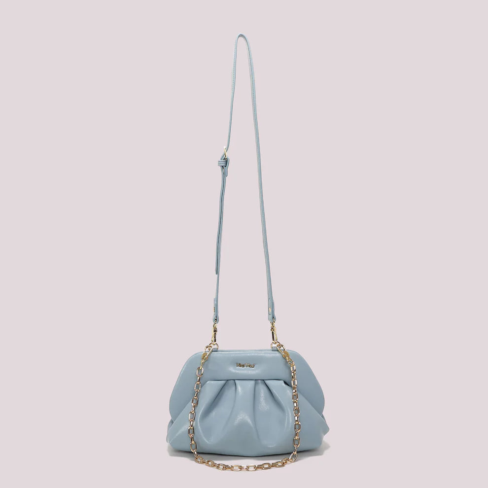 Borsa a Tracolla Donna Mimi Mua con Catena Design Morbido Elegante CELESTE TU | Giò Fashion