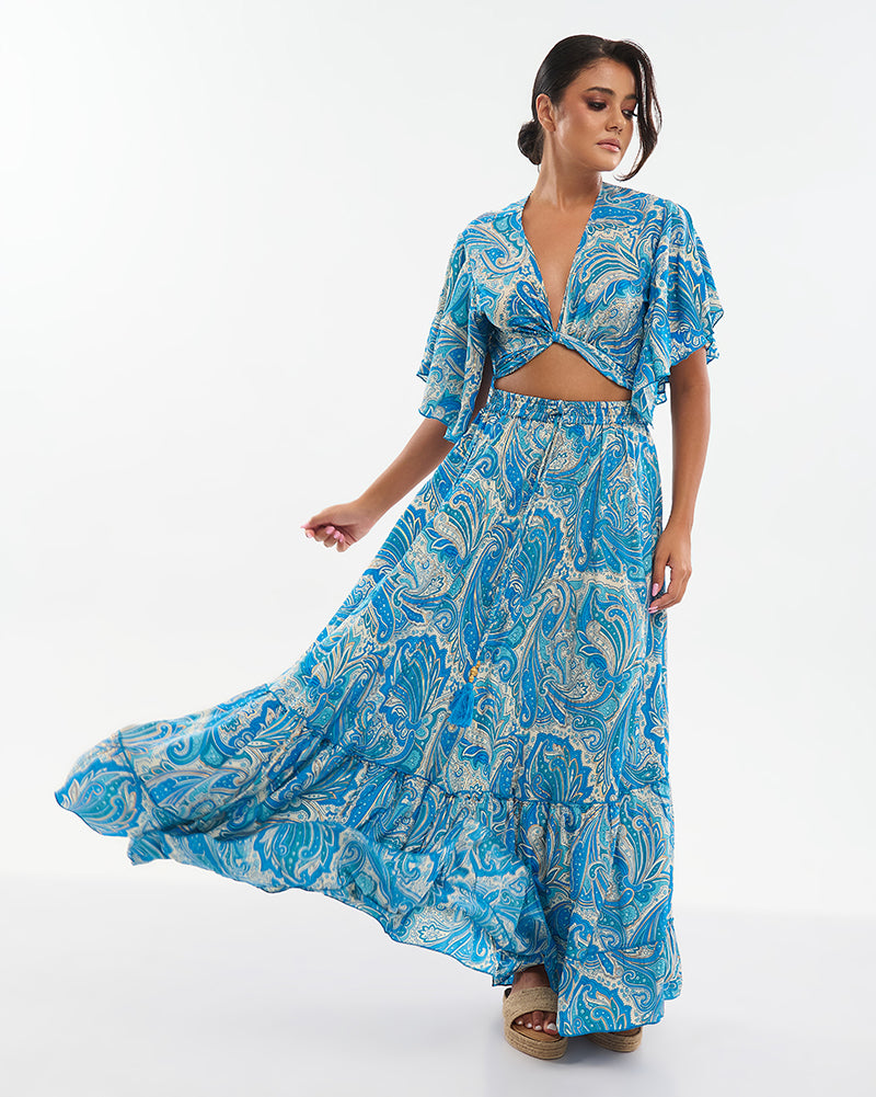 Ble Resort Collection Set Top e Gonna Lunga con Disegni