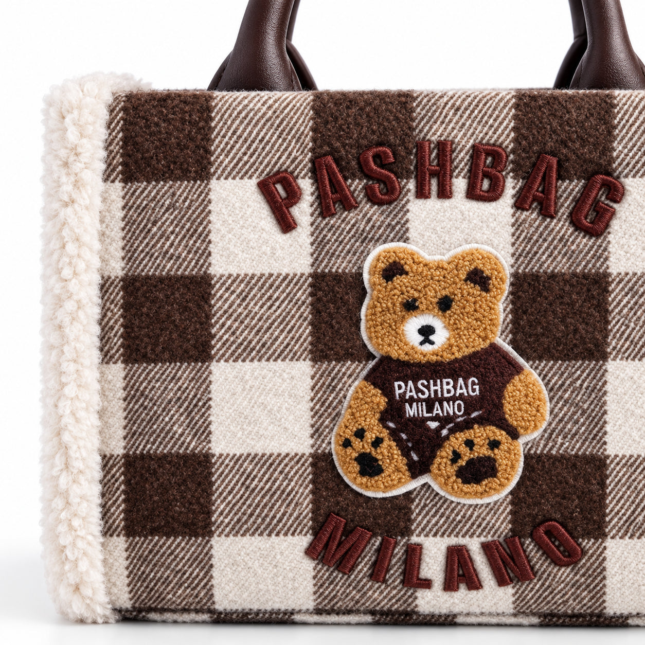 PashBag Borsa a Mano Morbida con Orsetto Ricamato