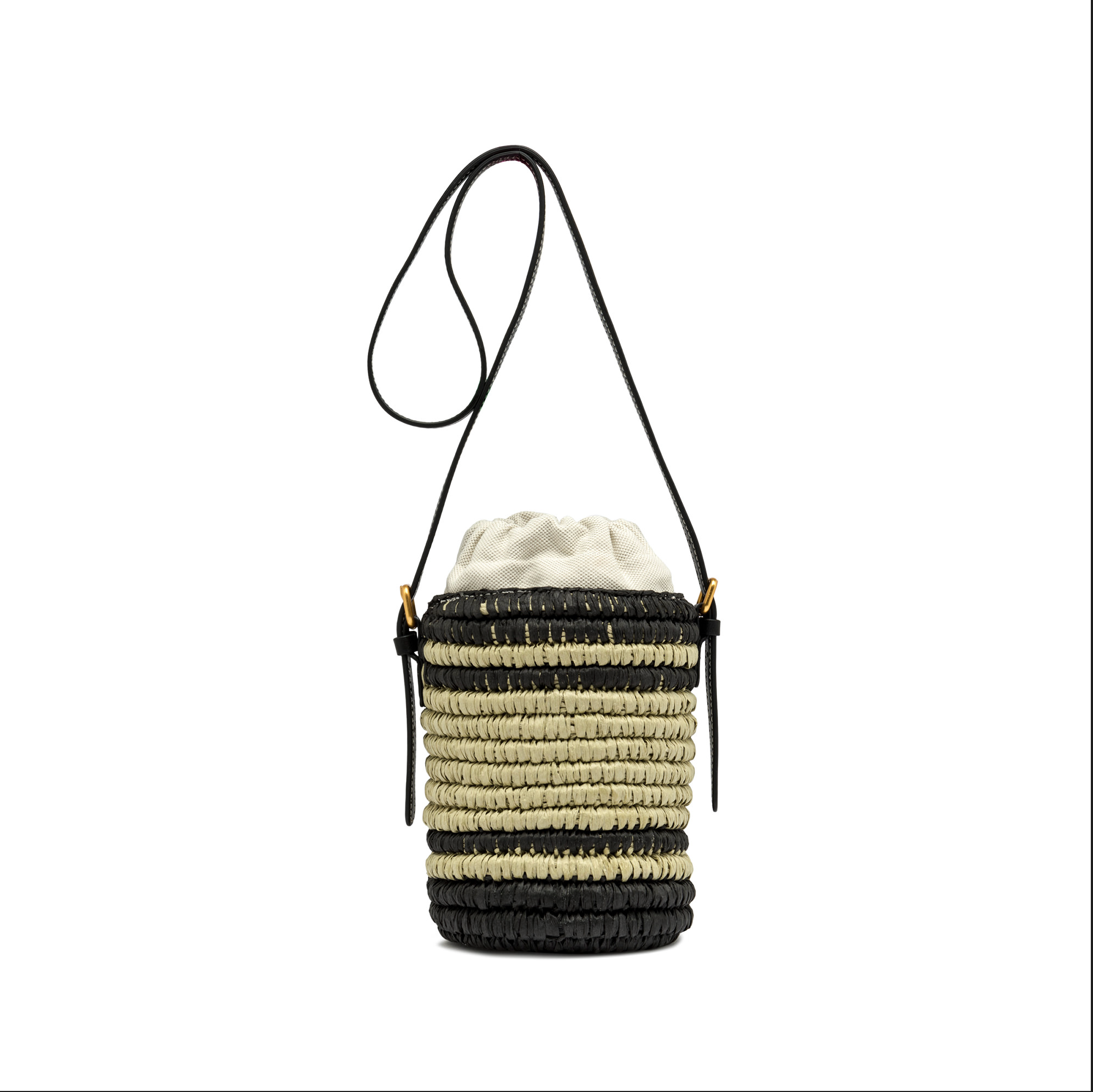 Borsa a secchiello Gianni Chiarini Mae in paglia intrecciata con tracolla Nero TU | Giò Fashion