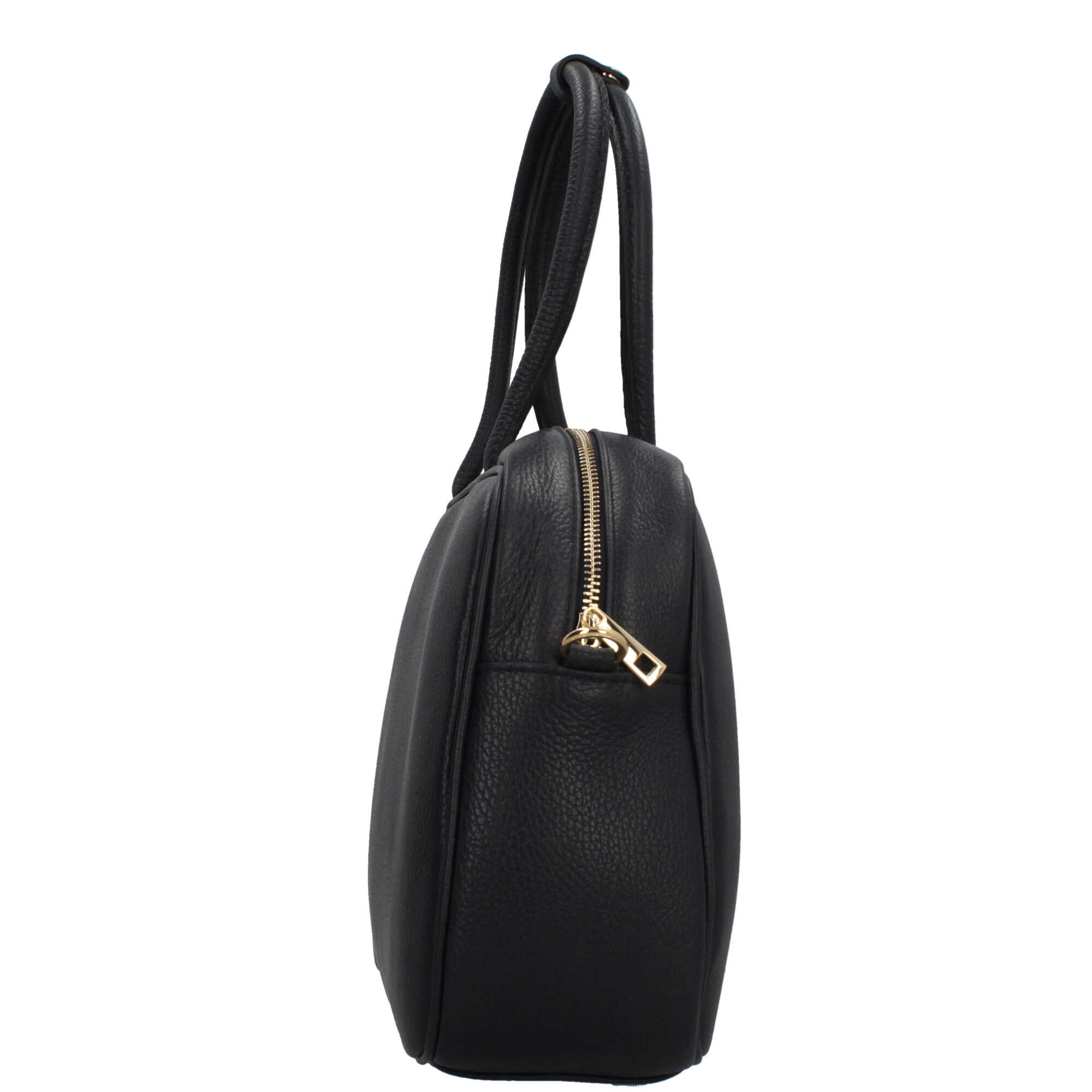 Borsa a mano Made in Italy in pelle martellata con doppio manico e tracolla Nero TU | Giò Fashion