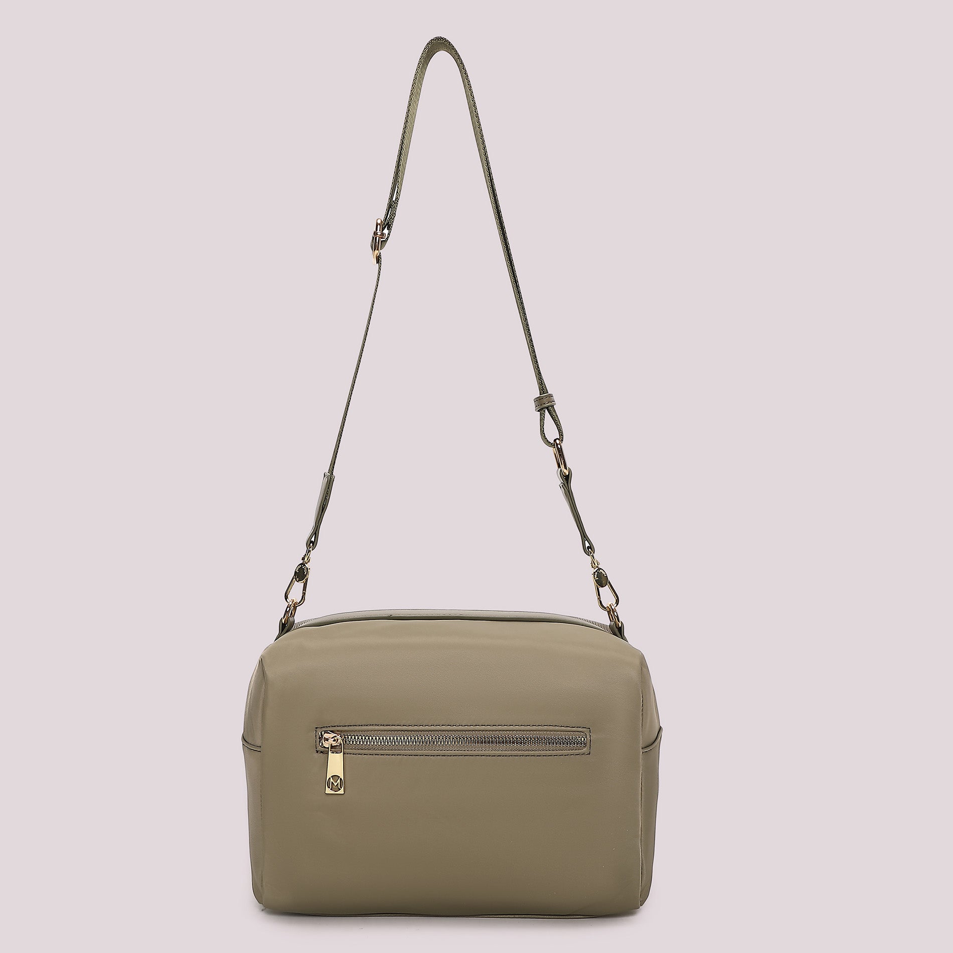Borsa a tracolla Mimi Mua donna con doppia zip e design minimal elegante VERDE MILITARE TU | Giò Fashion