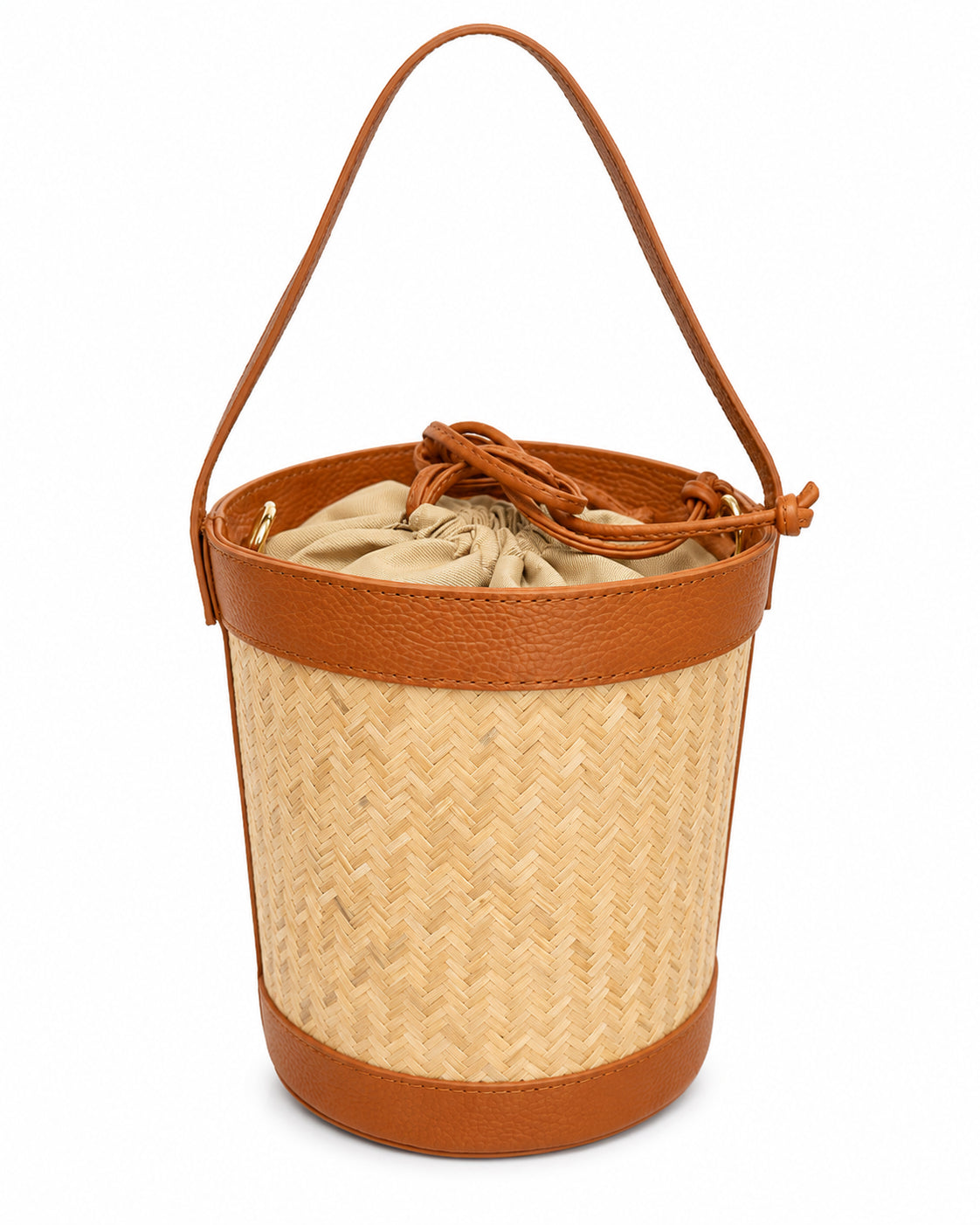 Borsa Secchiello Donna in Vera Pelle Intrecciata con Tracolla