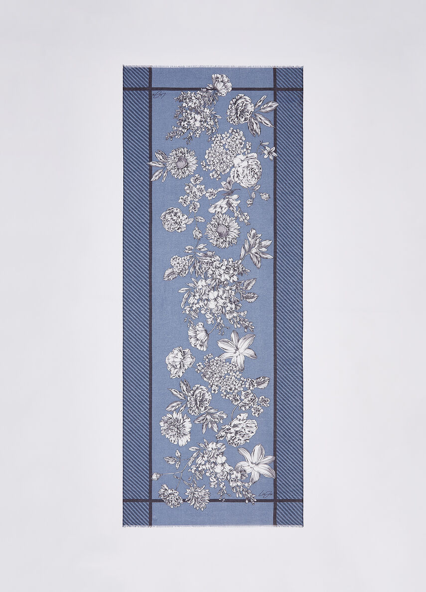Sciarpa Liu Jo elegante con stampa decorativa e finitura leggera BLU TU | Giò Fashion