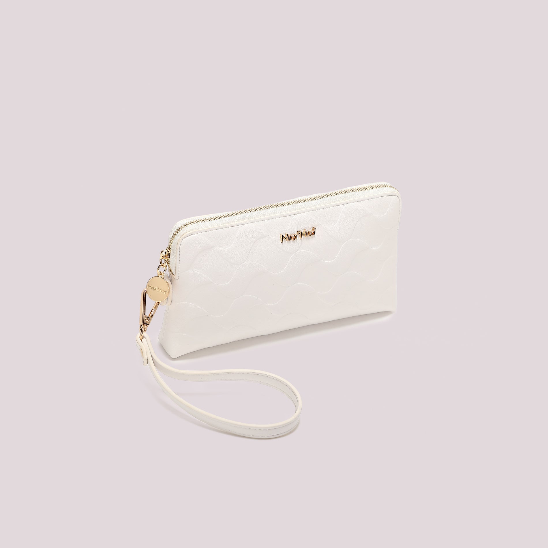 Portafoglio donna Mimi Mua con zip e laccetto da polso design moderno Bianco TU | Giò Fashion