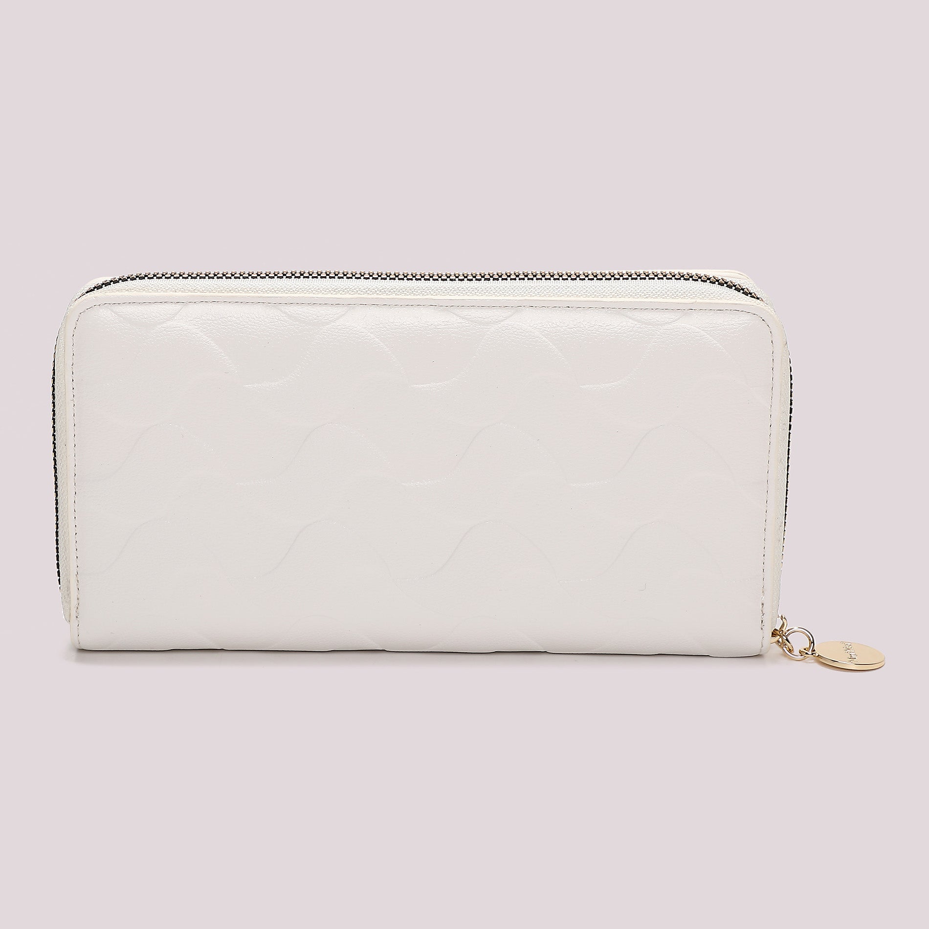 Portafoglio donna Mimi Mua grande zip around con motivo trapuntato elegante Bianco TU | Giò Fashion