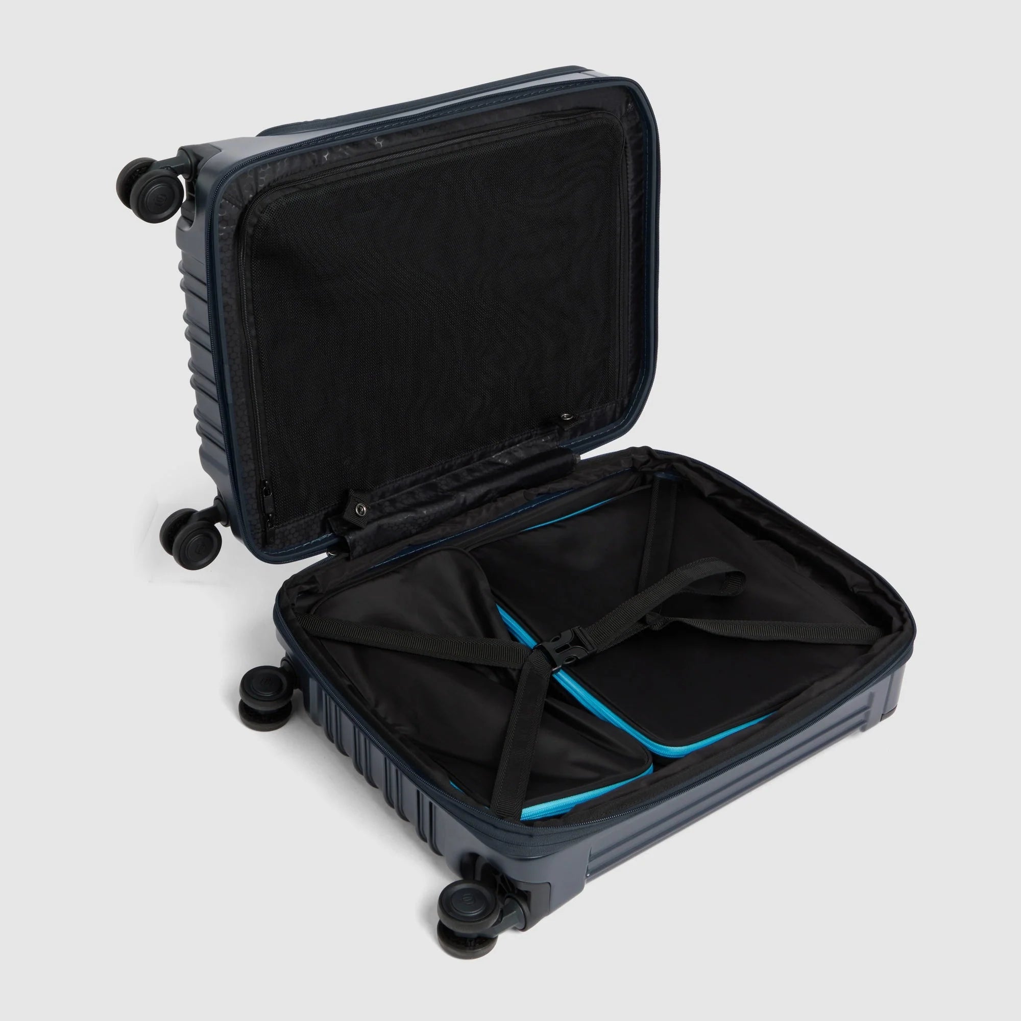 Piquadro Trolley Rigido da Cabina PQ-Light Blu Opaco Espandibile con 4 Ruote e Porta PC 17,3"