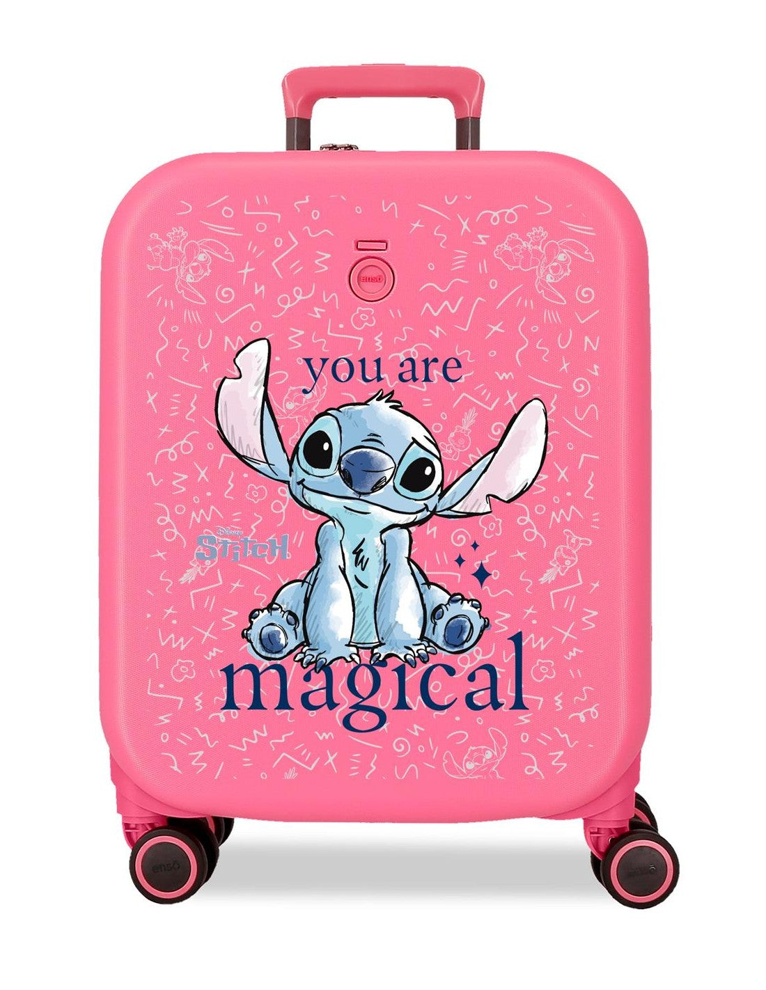 Disney Stitch Trolley Cabina 55 cm Valigia Rigida in ABS 4 Ruote 44 Litri