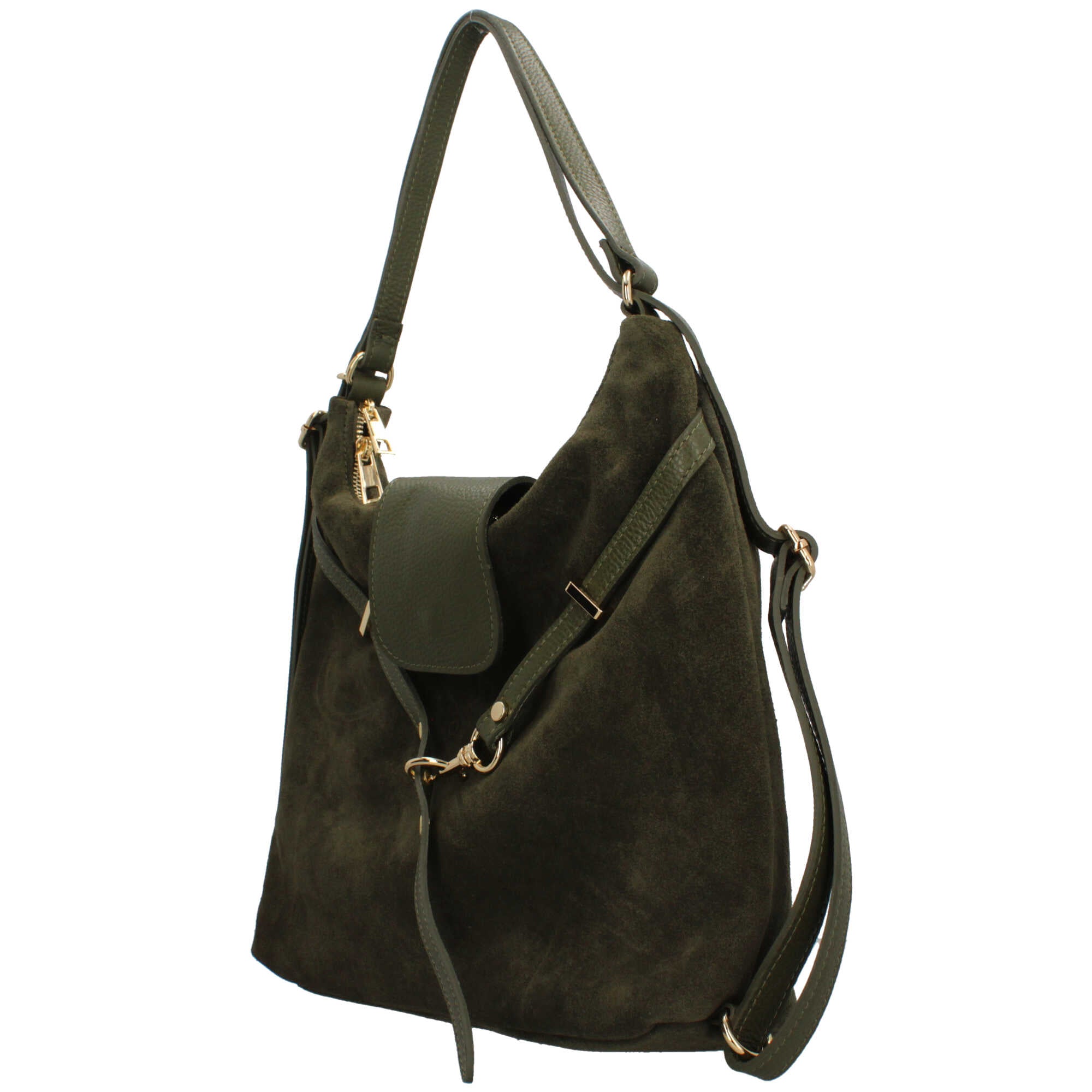 Borsa zaino Made in Italy con doppia portabilità e tracolla regolabile Verde TU | Giò Fashion