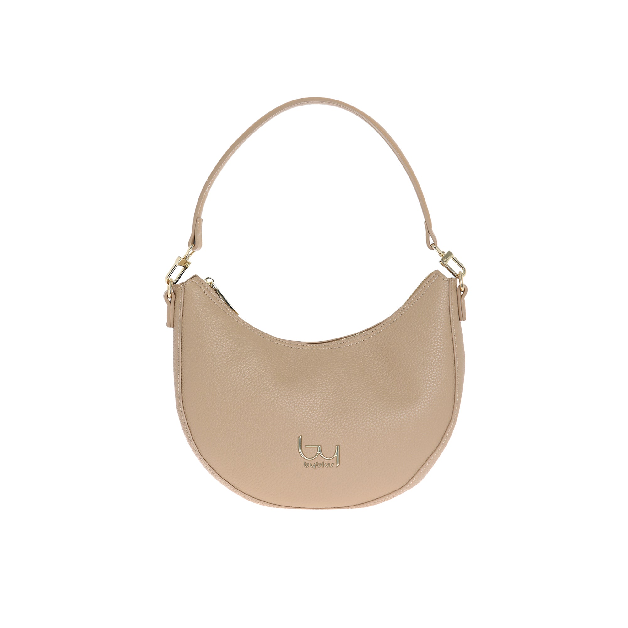 Borsa a spalla By Byblos a mezzaluna con logo frontale Beige TU | Giò Fashion