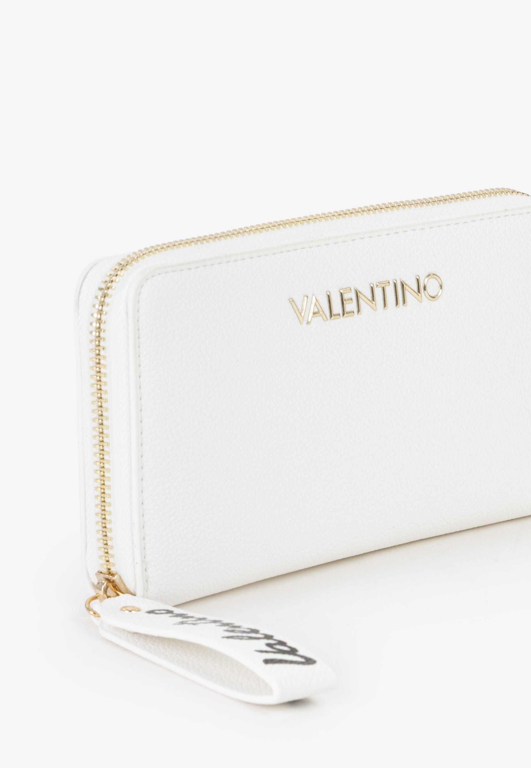 Portafoglio zip around donna Mario Valentino con laccetto e logo frontale Bianco TU | Giò Fashion