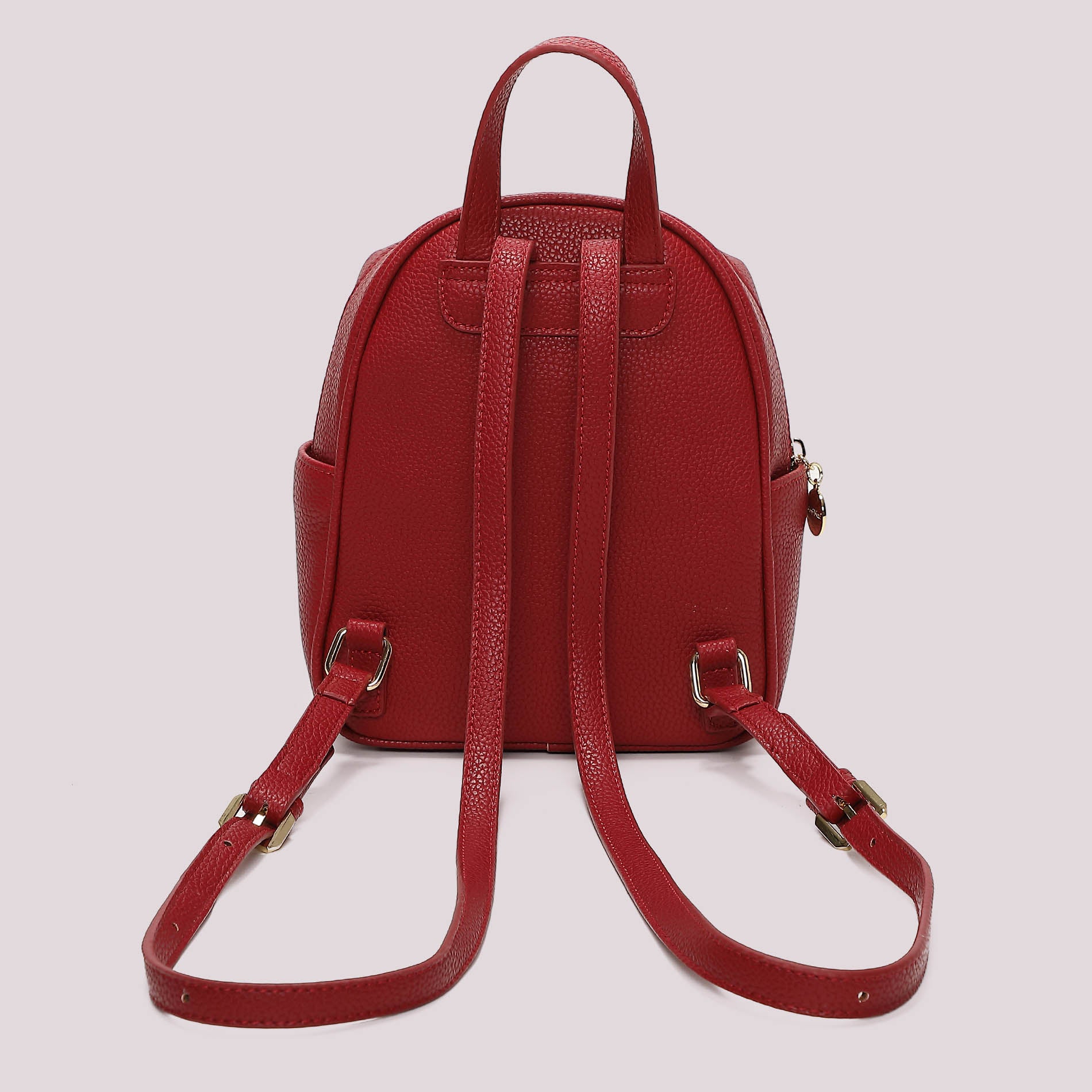 Zaino compatto donna rosso Mimi Mua con charm floreale e tasca zip Rosso TU | Giò Fashion