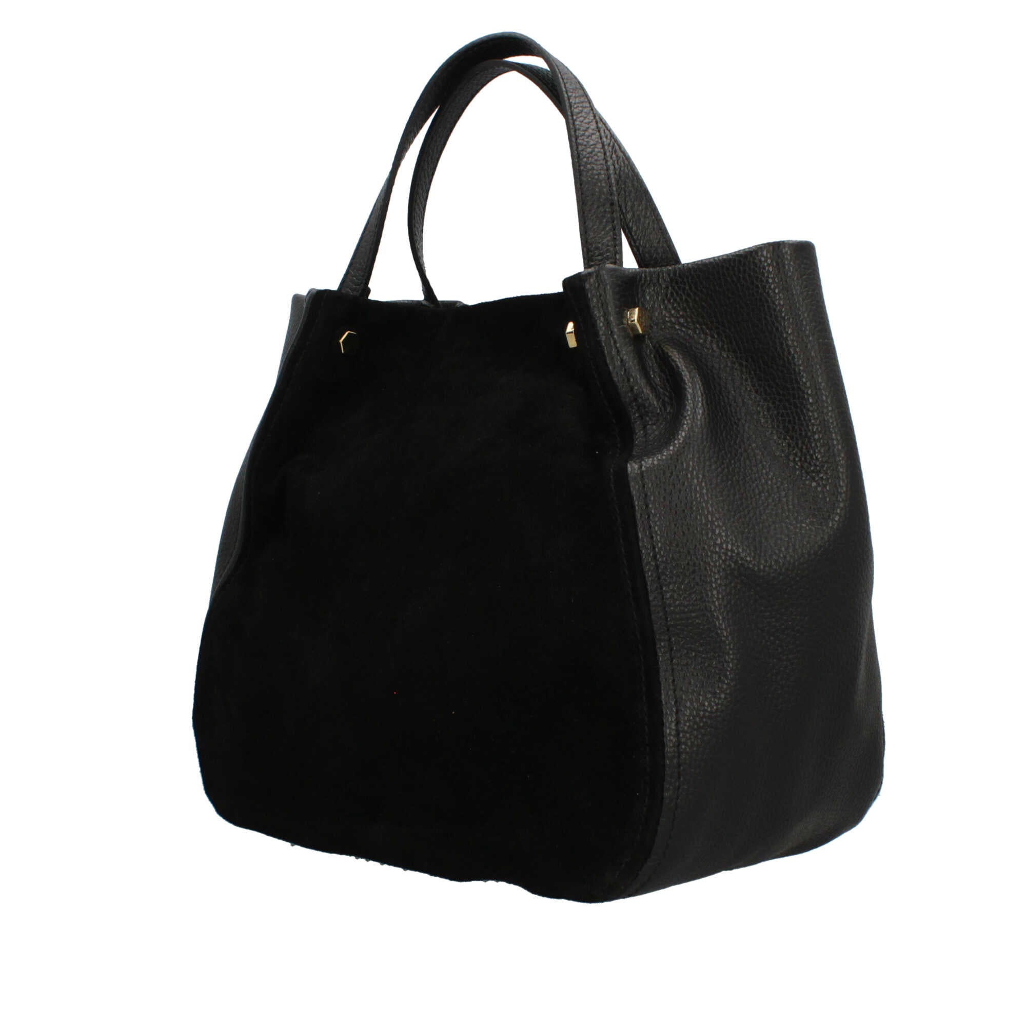 Borsa a mano Made in Italy in pelle e suede con tracolla rimovibile Nero TU | Giò Fashion