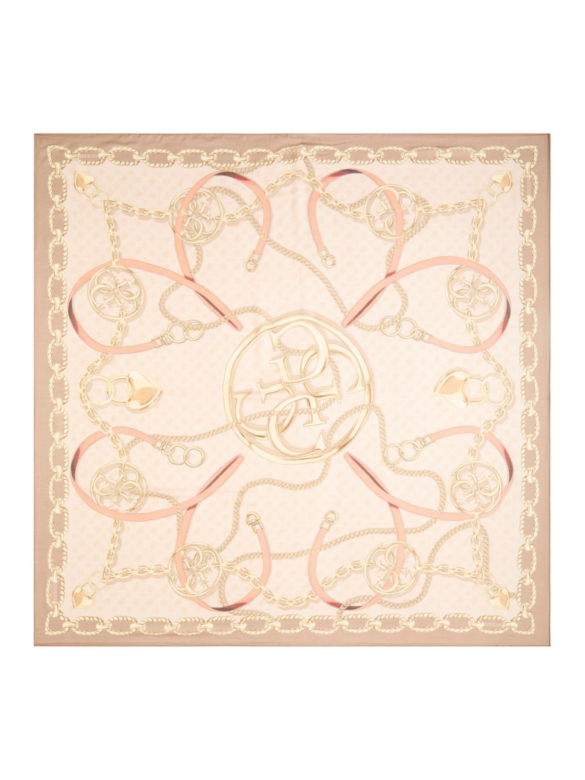 Foulard Guess donna con motivo catene e logo centrale TAUPE TU | Giò Fashion