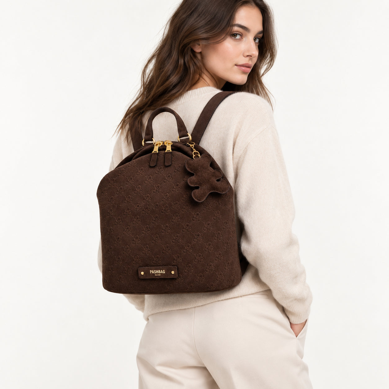 PashBag Zaino Donna con Texture in Rilievo e Charm
