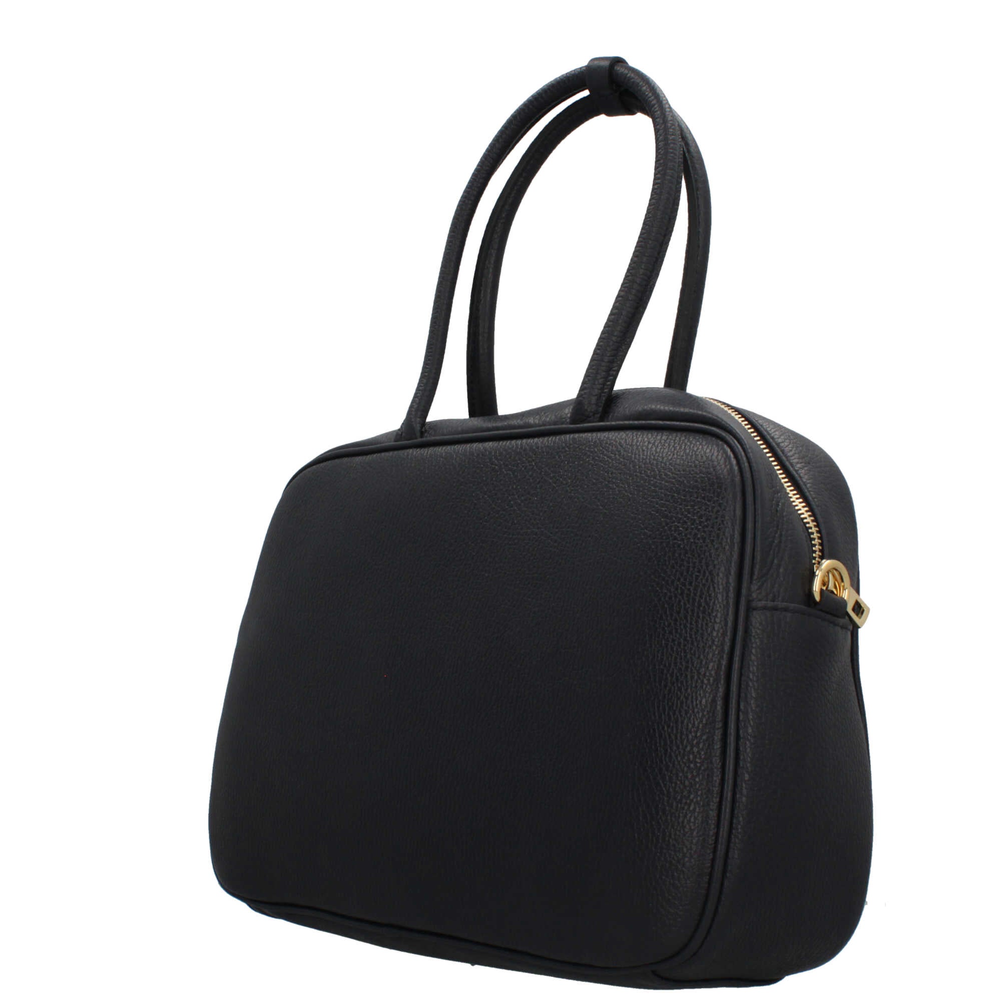 Borsa a mano Made in Italy in pelle martellata con doppio manico e tracolla Nero TU | Giò Fashion