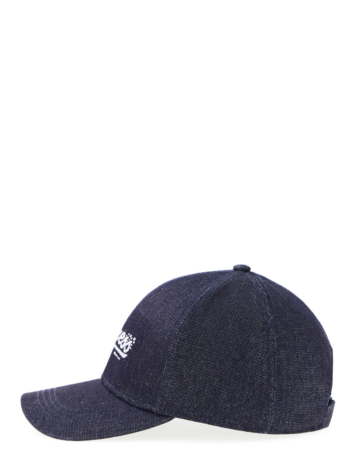 Cappello Guess donna modello baseball in denim con logo lettering Blu TU | Giò Fashion