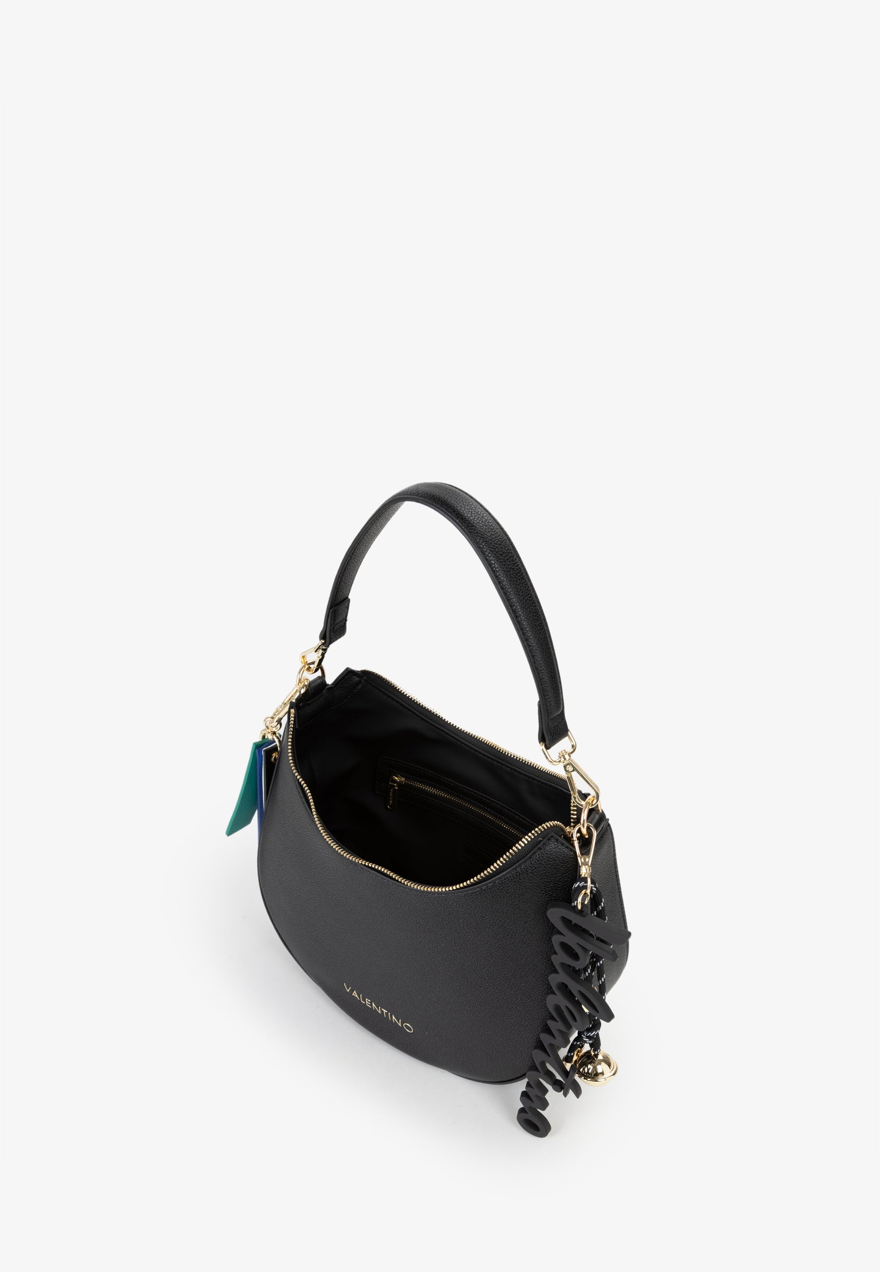 Borsa a spalla donna Mario Valentino compatta con silhouette arrotondata e dettagli iconici Nero TU | Giò Fashion