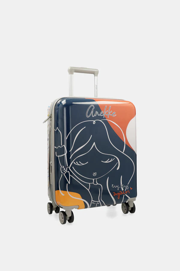 Trolley cabina rigido Anekke con ruote multidirezionali e chiusura con zip BLU TU | Giò Fashion