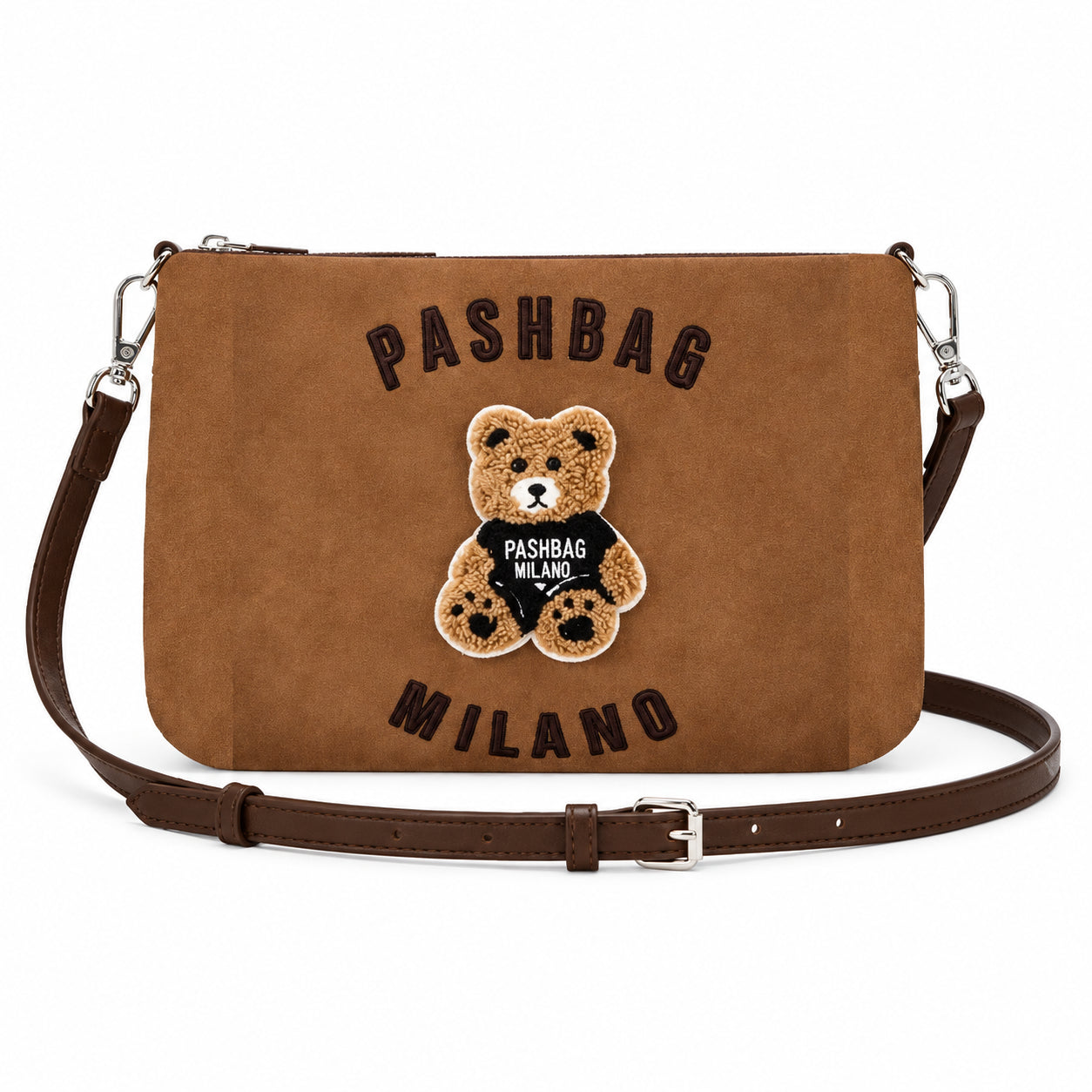 PashBag Borsa a Tracolla Compatta con Orsetto Ricamato