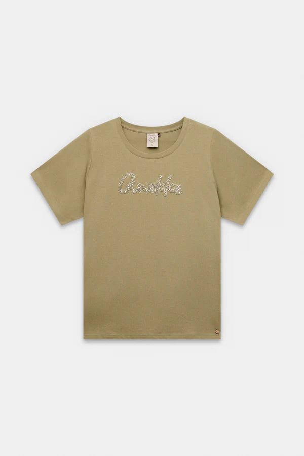 Anekke t shirt donna con logo decorativo frontale stile casual chic Verde S/M | Giò Fashion