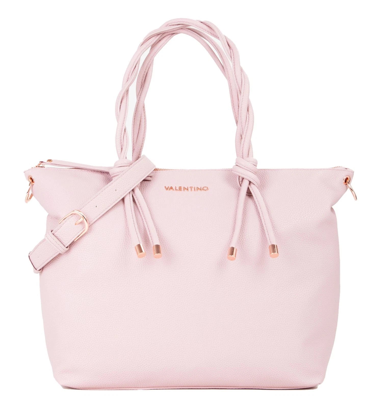 Borsa Valentino shopper con manici intrecciati e logo in metallo