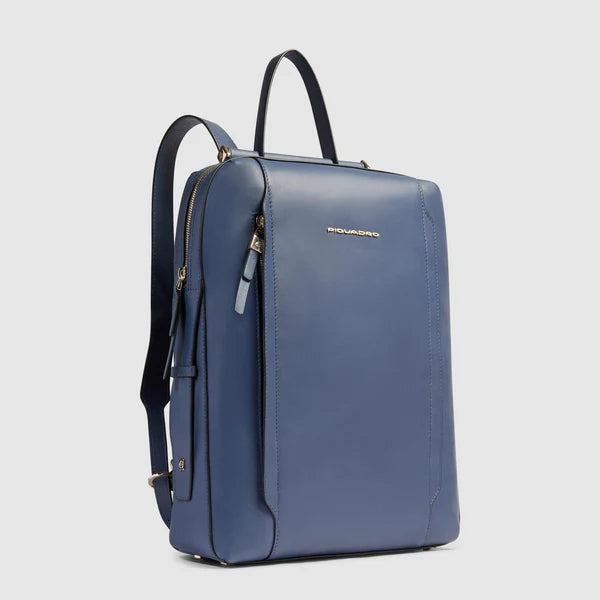 Piquadro zaino porta PC 14" in pelle con protezione antiurto Blu TU | Giò Fashion