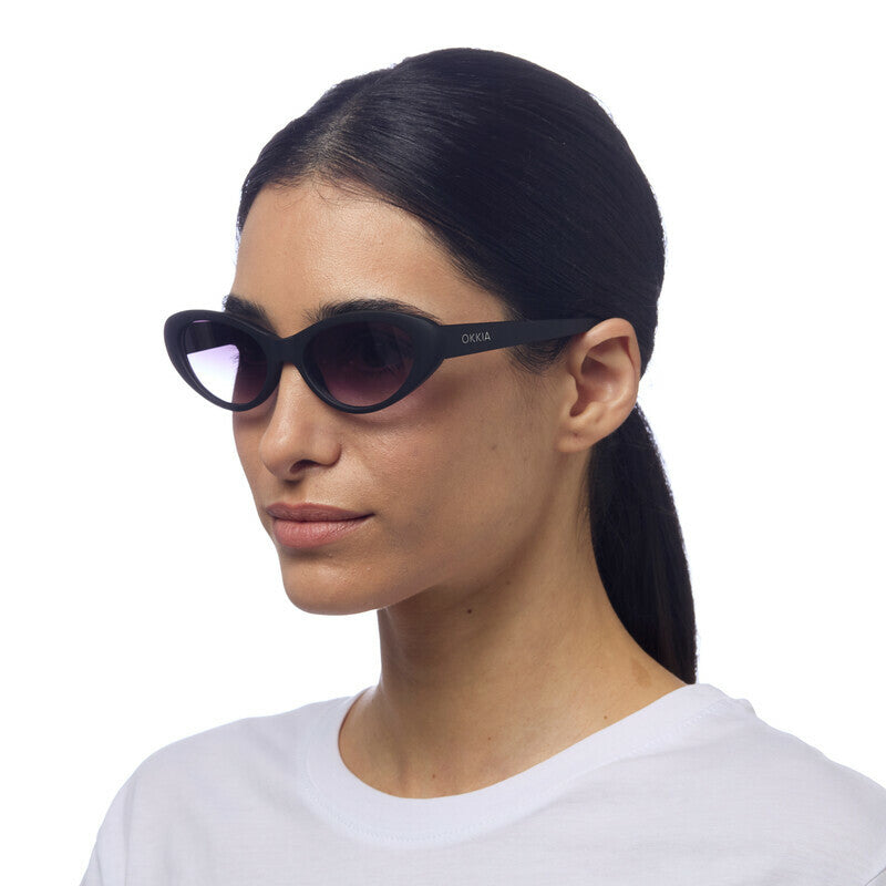 OKKIA Lina Occhiali da Sole Donna Small Cat Eye con Lenti Sfumate e Protezione UV400