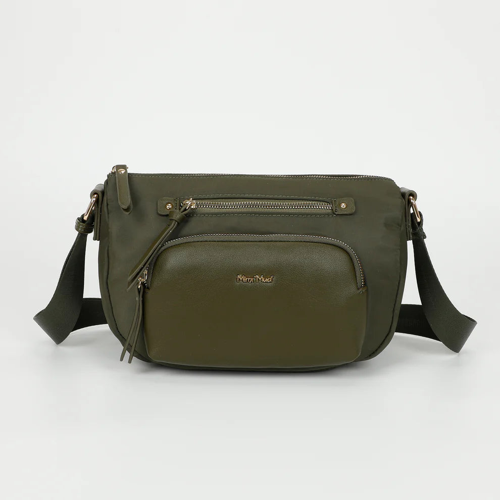 Mimi Mua borsa a tracolla con tasche frontali VERDE TU | Giò Fashion