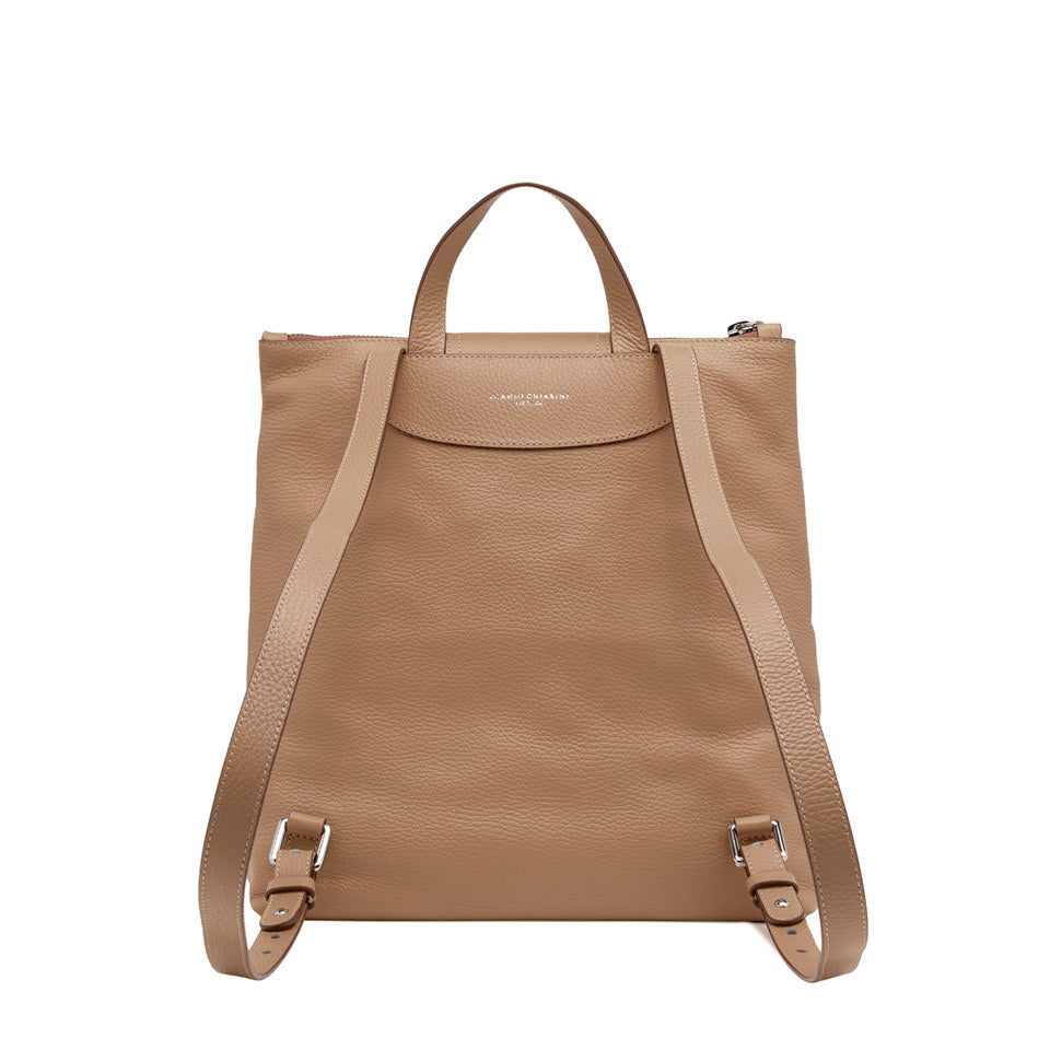 Zaino Gianni Chiarini Giada in pelle con zip frontale TAN TU | Giò Fashion