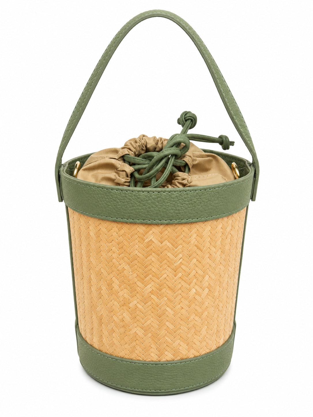 Borsa Secchiello Donna in Vera Pelle Intrecciata con Tracolla