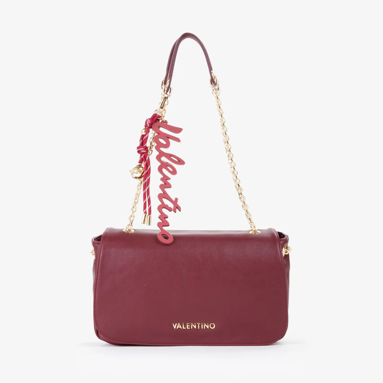 Valentino borsa a spalla con catena e charm logo BORDEAUX TU | Giò Fashion