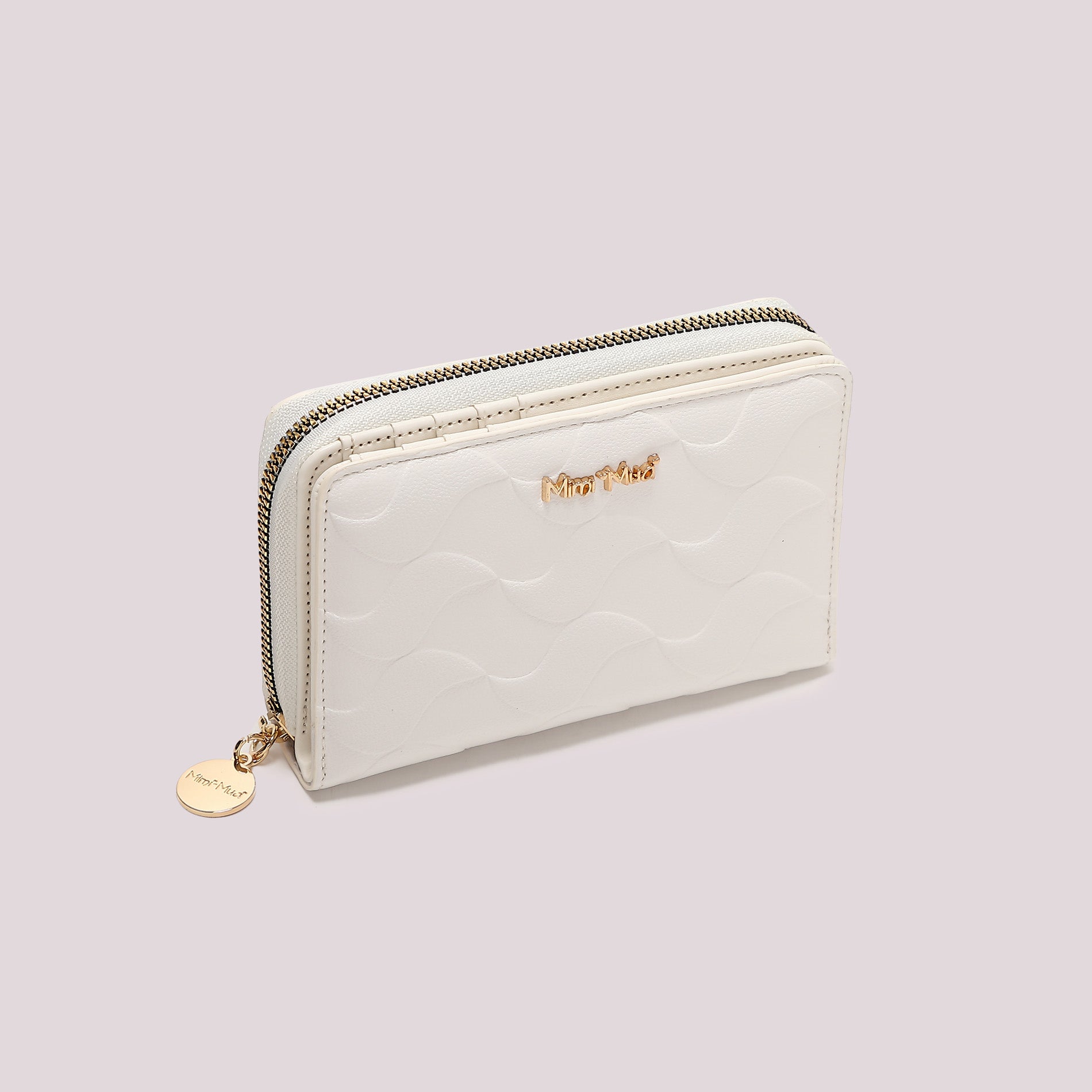 Portafoglio donna Mimi Mua compatto zip around con motivo trapuntato elegante Bianco TU | Giò Fashion