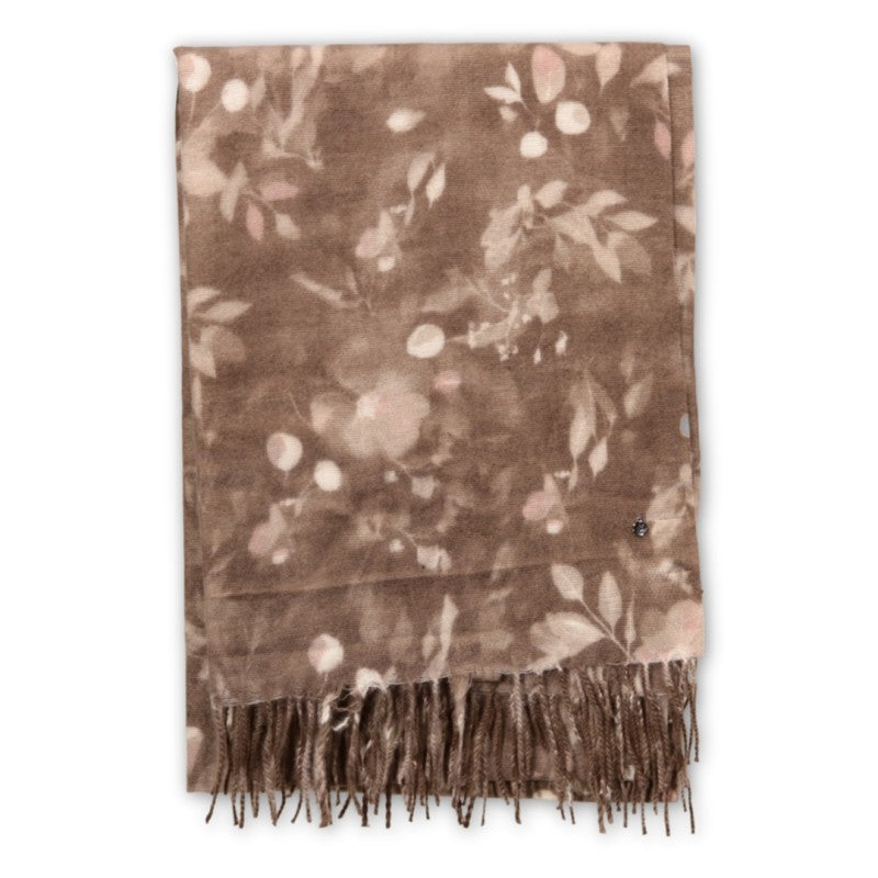 Sciarpa Y Not fantasia floreale con frange Beige TU | Giò Fashion