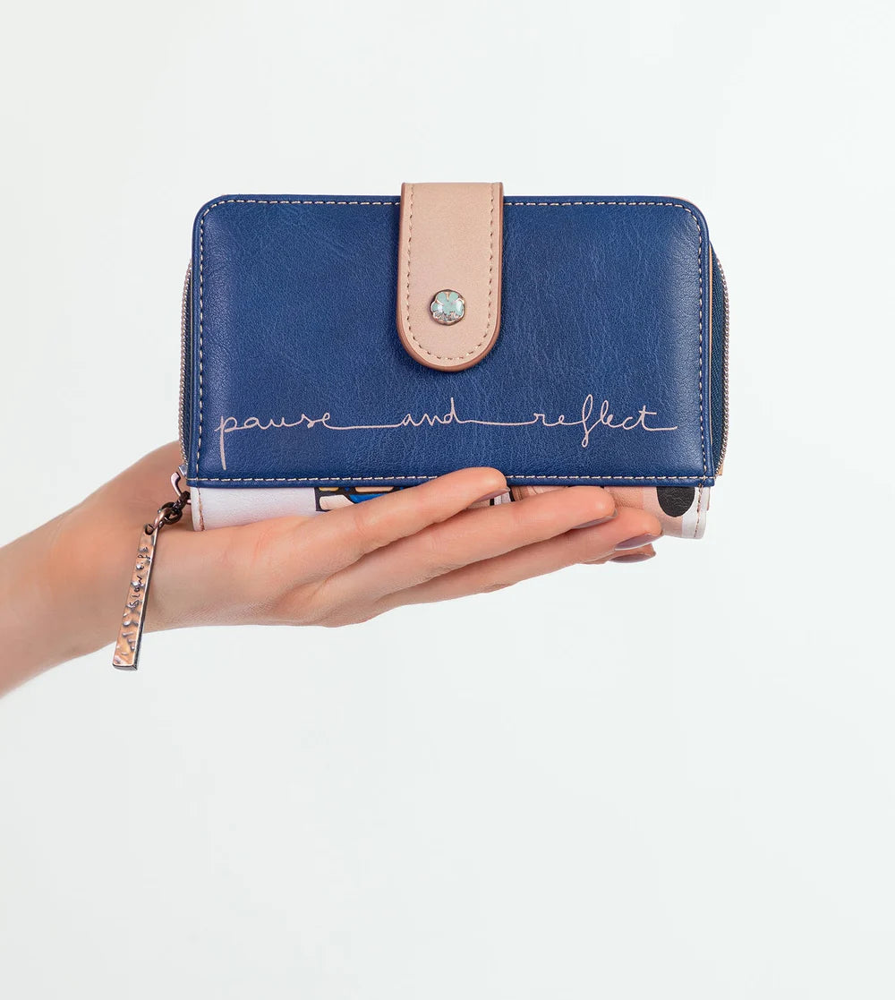 Portafoglio Anekke Sunrise Coin con doppio scomparto e zip Blu TU | Giò Fashion