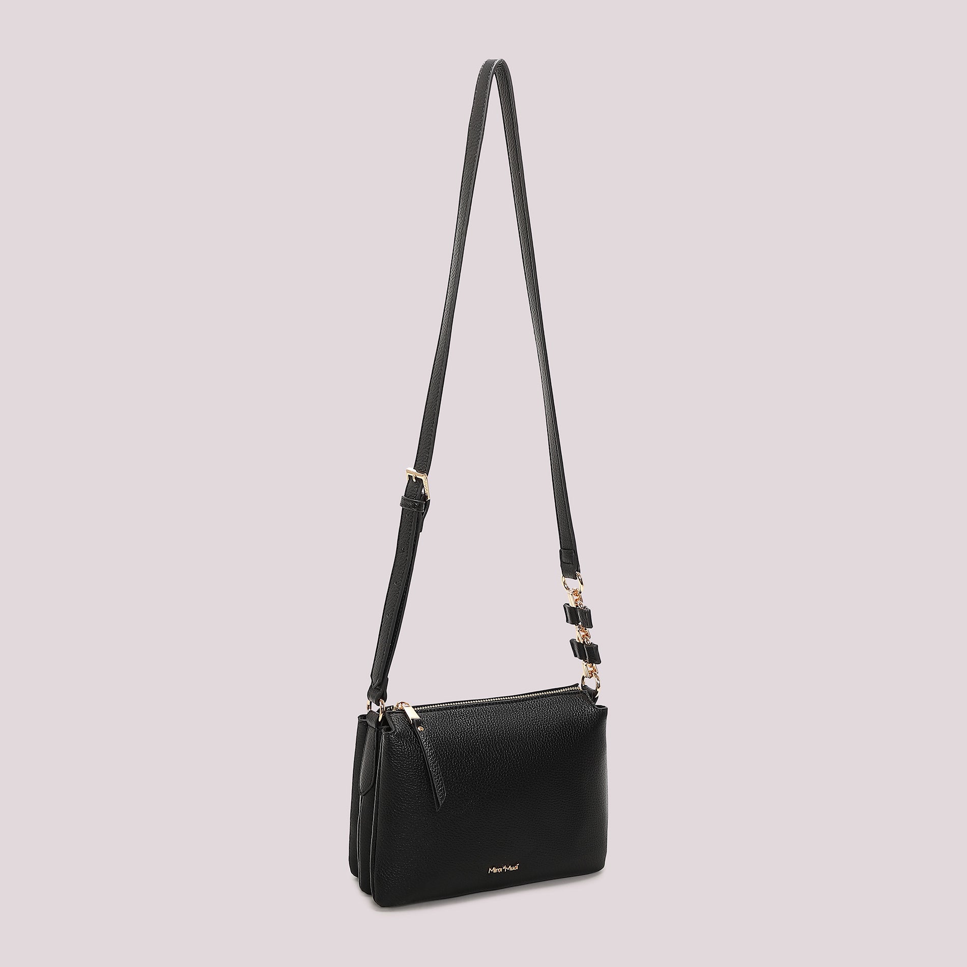Borsa tracolla Mimi Mua minimal con zip e dettaglio catena Nero TU | Giò Fashion