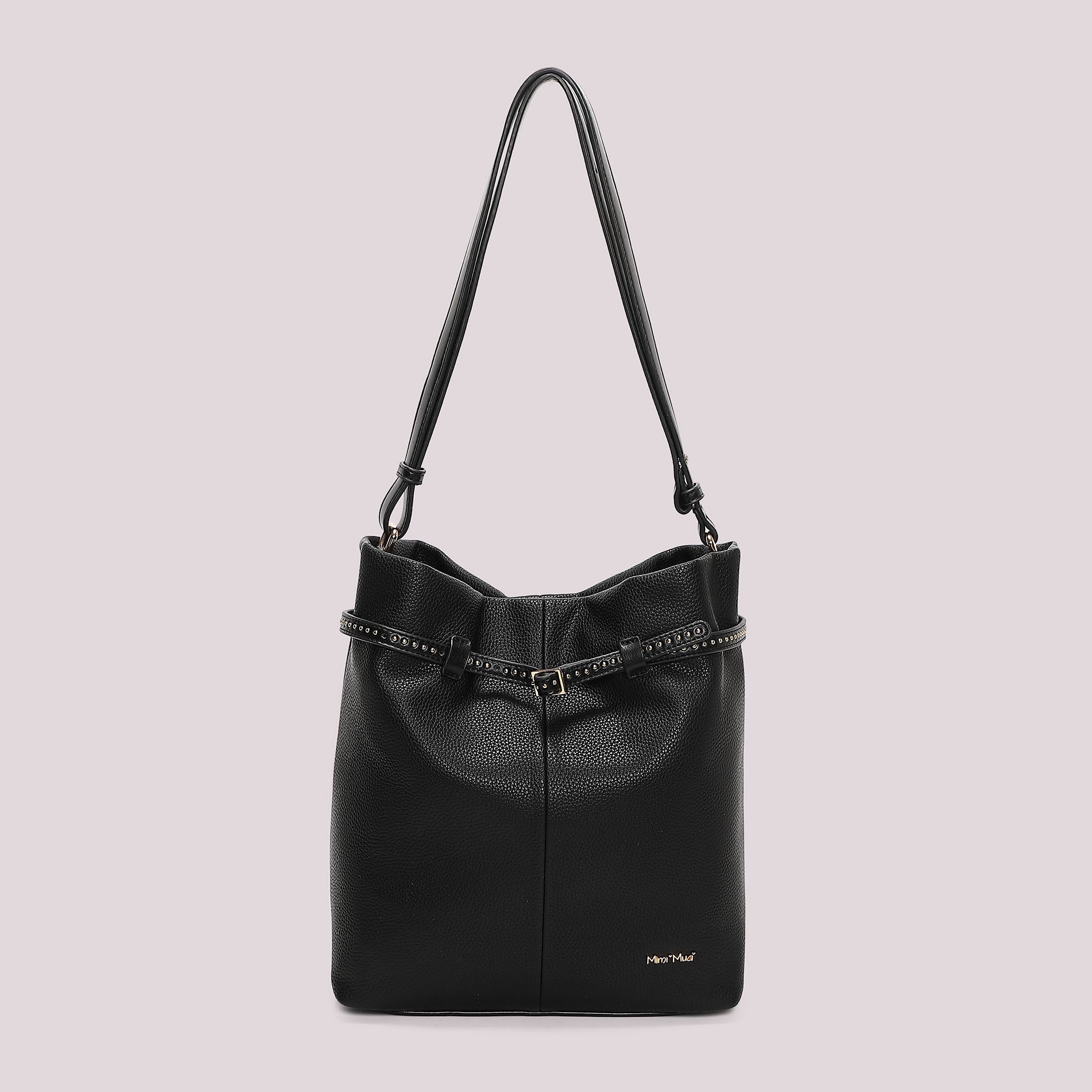 Borsa a spalla Mimi Mua capiente con dettaglio cintura borchiata Nero TU | Giò Fashion