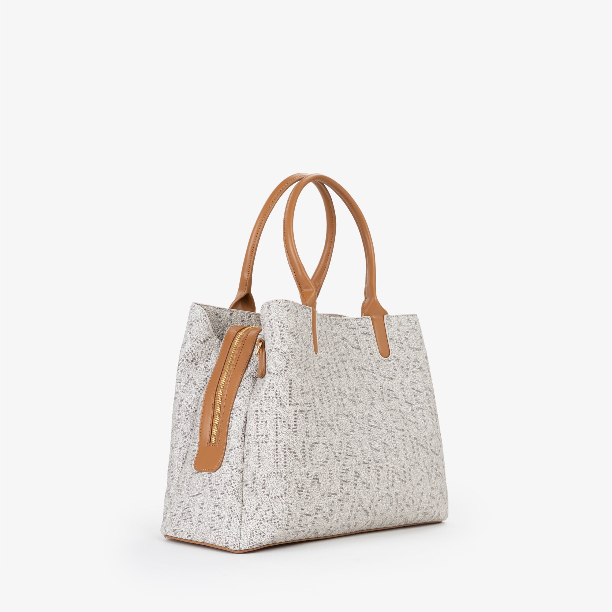 Borsa a mano donna Mario Valentino con stampa logo all over e tracolla regolabile Beige TU | Giò Fashion