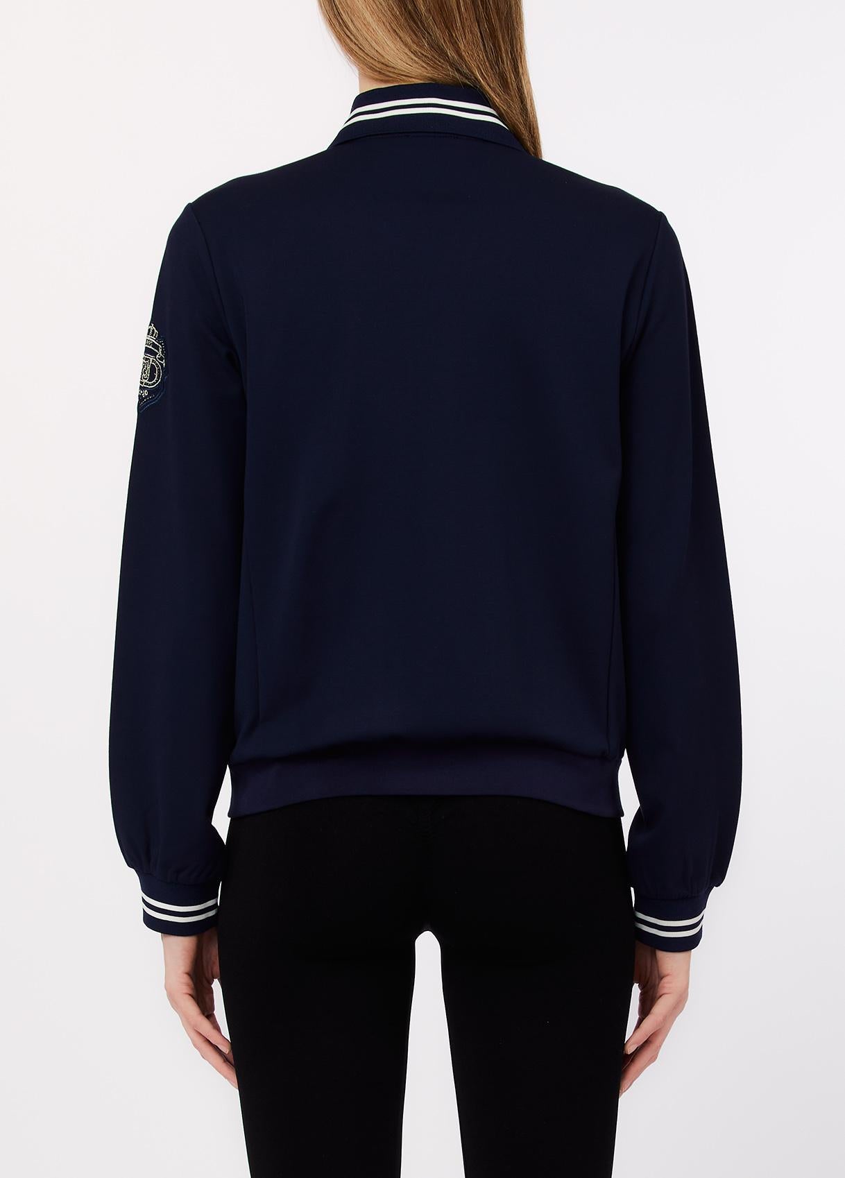 Giacca Liu Jo donna con zip frontale e colletto sportivo Blu Notte M | Giò Fashion