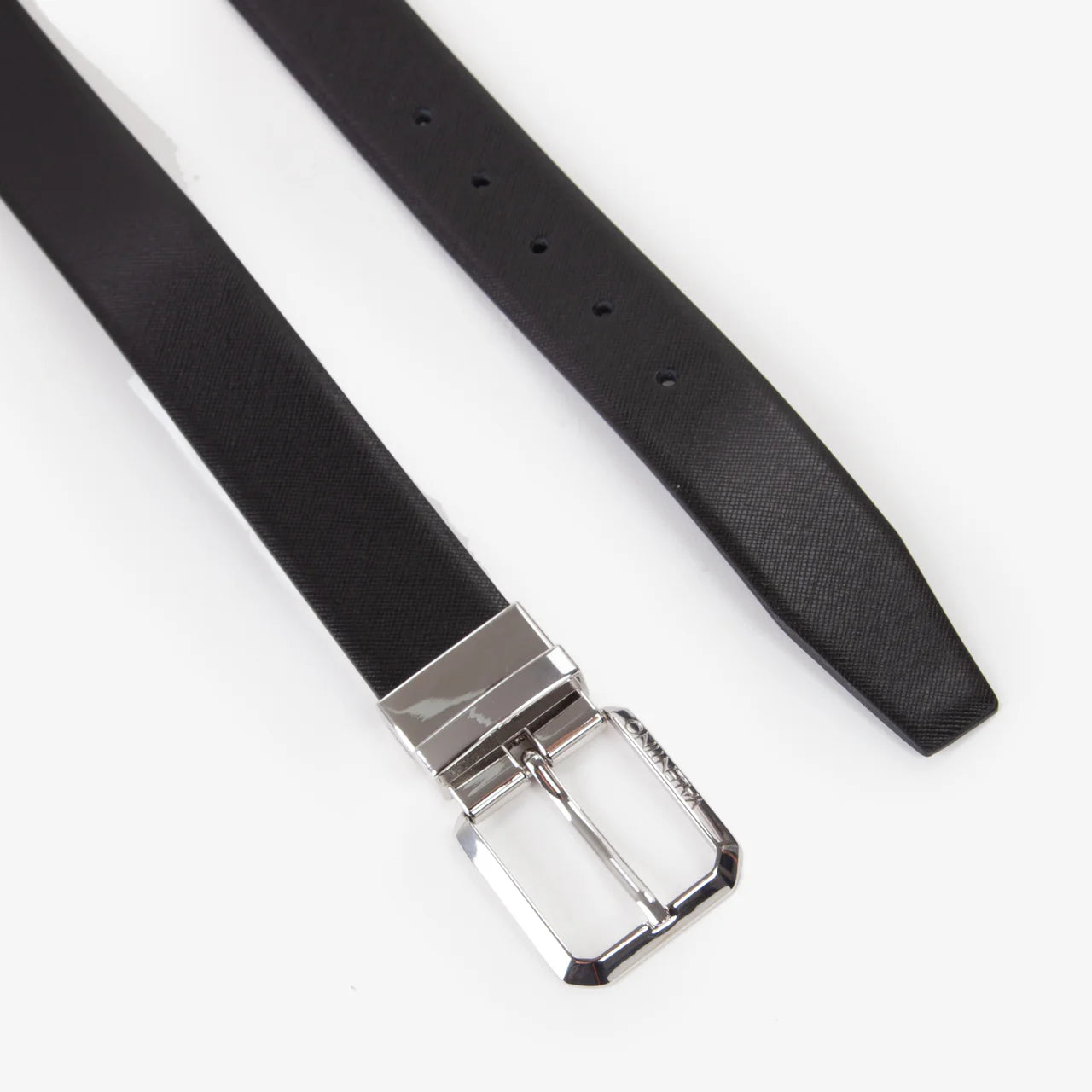 Cintura uomo Valentino in pelle reversibile con fibbia argentata