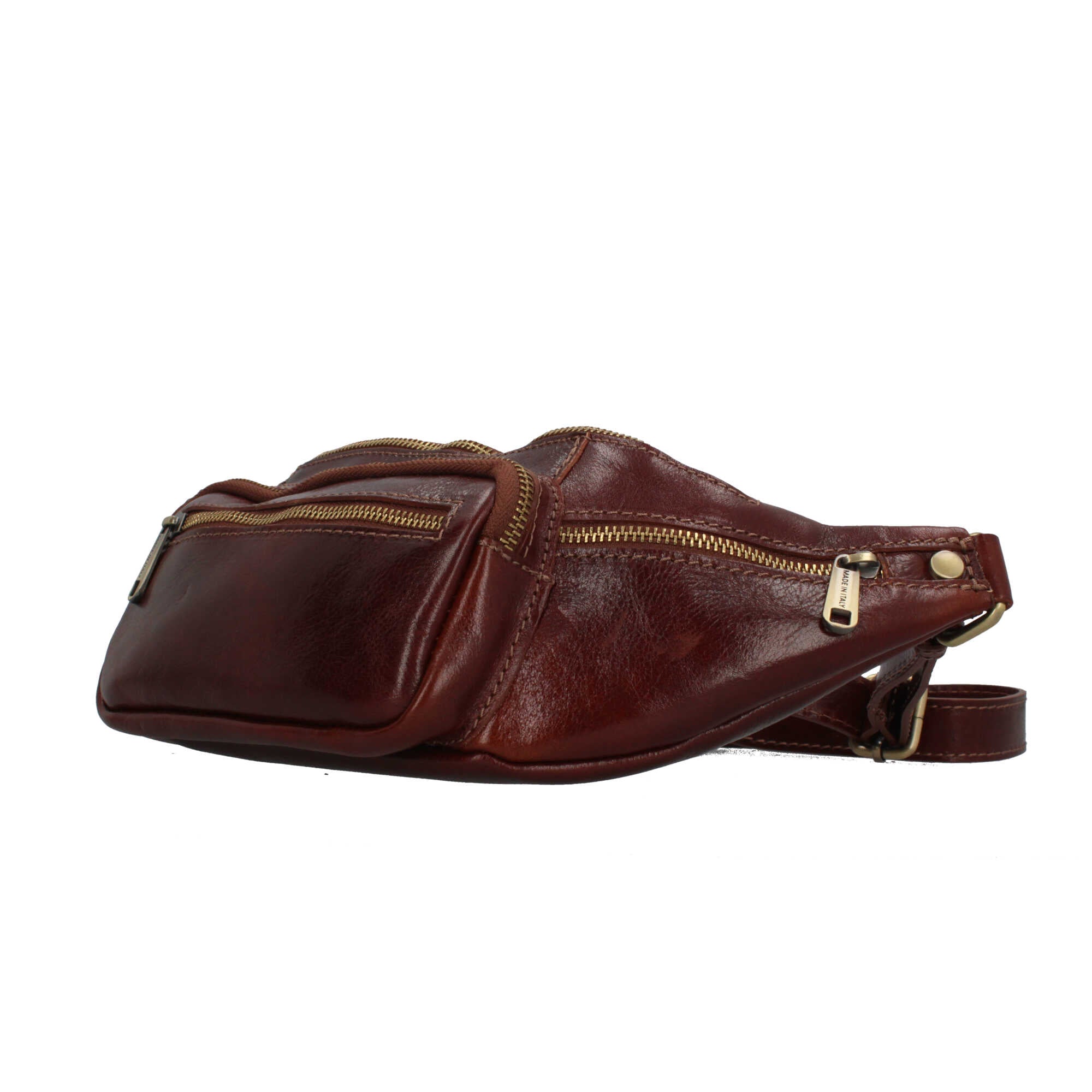 Marsupio Made in Italy in pelle con tripla tasca frontale CUOIO TU | Giò Fashion