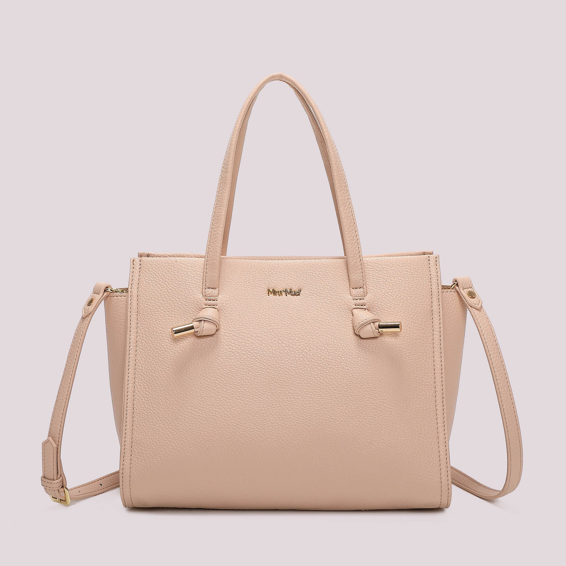 Borsa tote donna beige Mimi Mua con doppi manici e tracolla Cipria TU | Giò Fashion