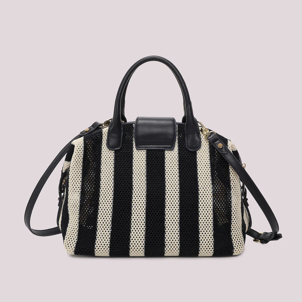 Borsa Bauletto Mimi Mua Rete a Righe BLU/PANNA TU | Giò Fashion