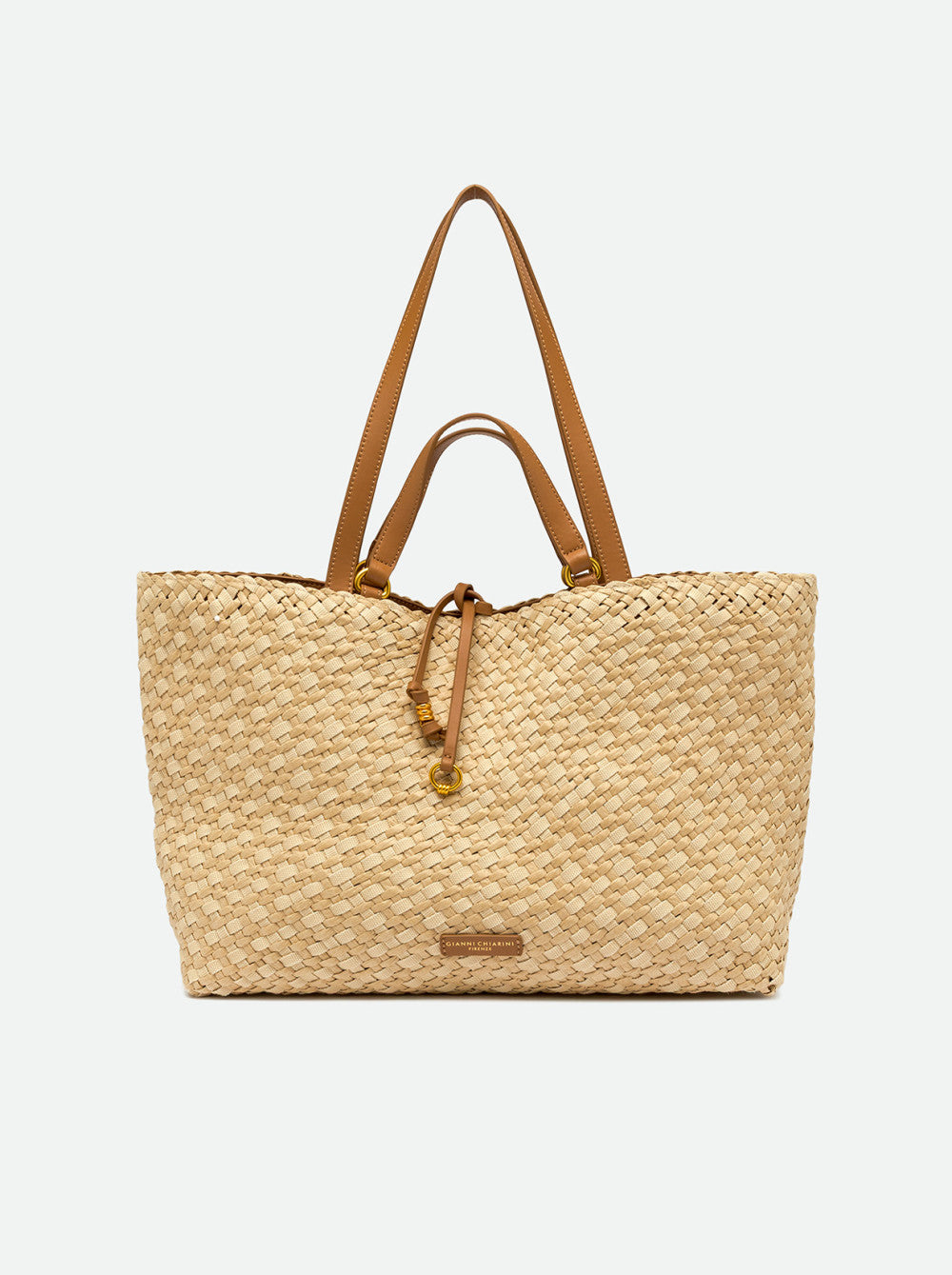 Borsa shopper Gianni Chiarini intrecciata con doppi manici e chiusura regolabile
