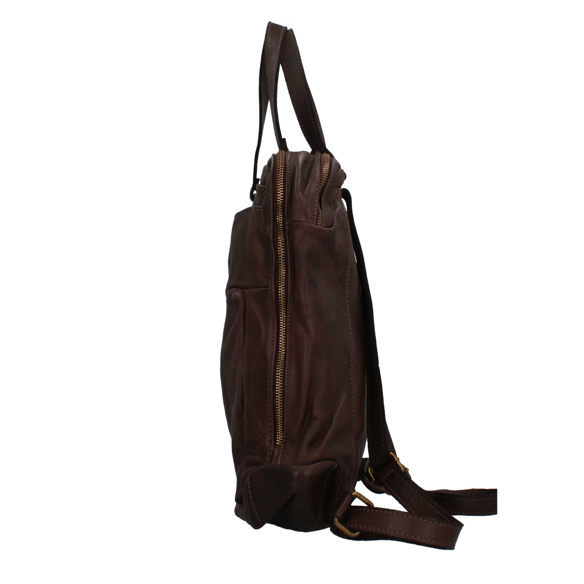 Zaino borsa Made in Italy in pelle morbida con tracolla Marrone TU | Giò Fashion