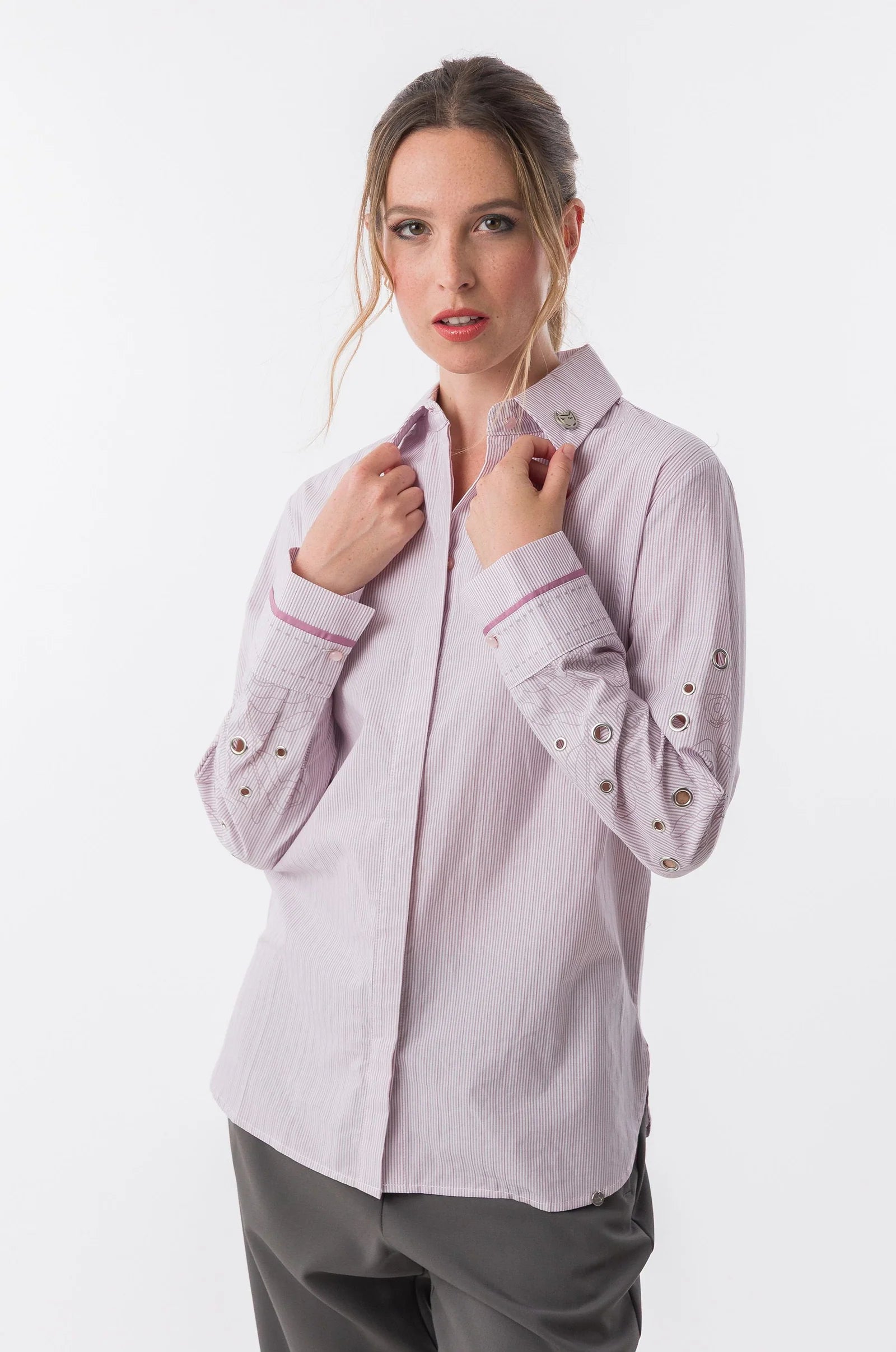 Camicia Donna Anekke a Righe con Dettagli Ricamati