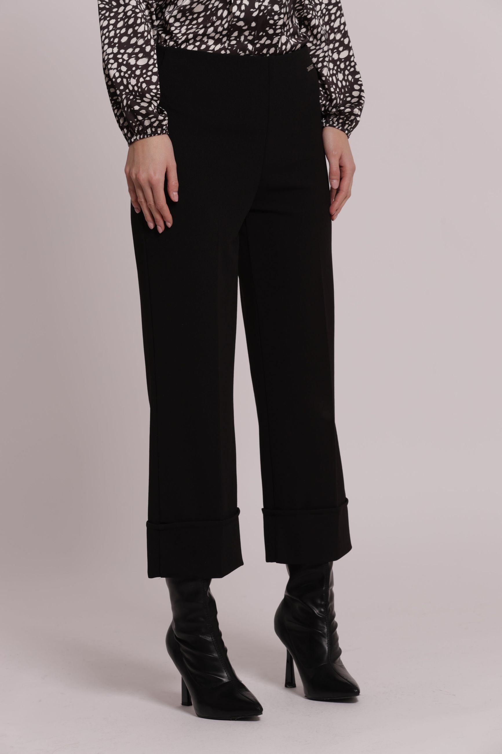Pantalone Donna Mimi Mua in Scuba Crepe con Risvolto