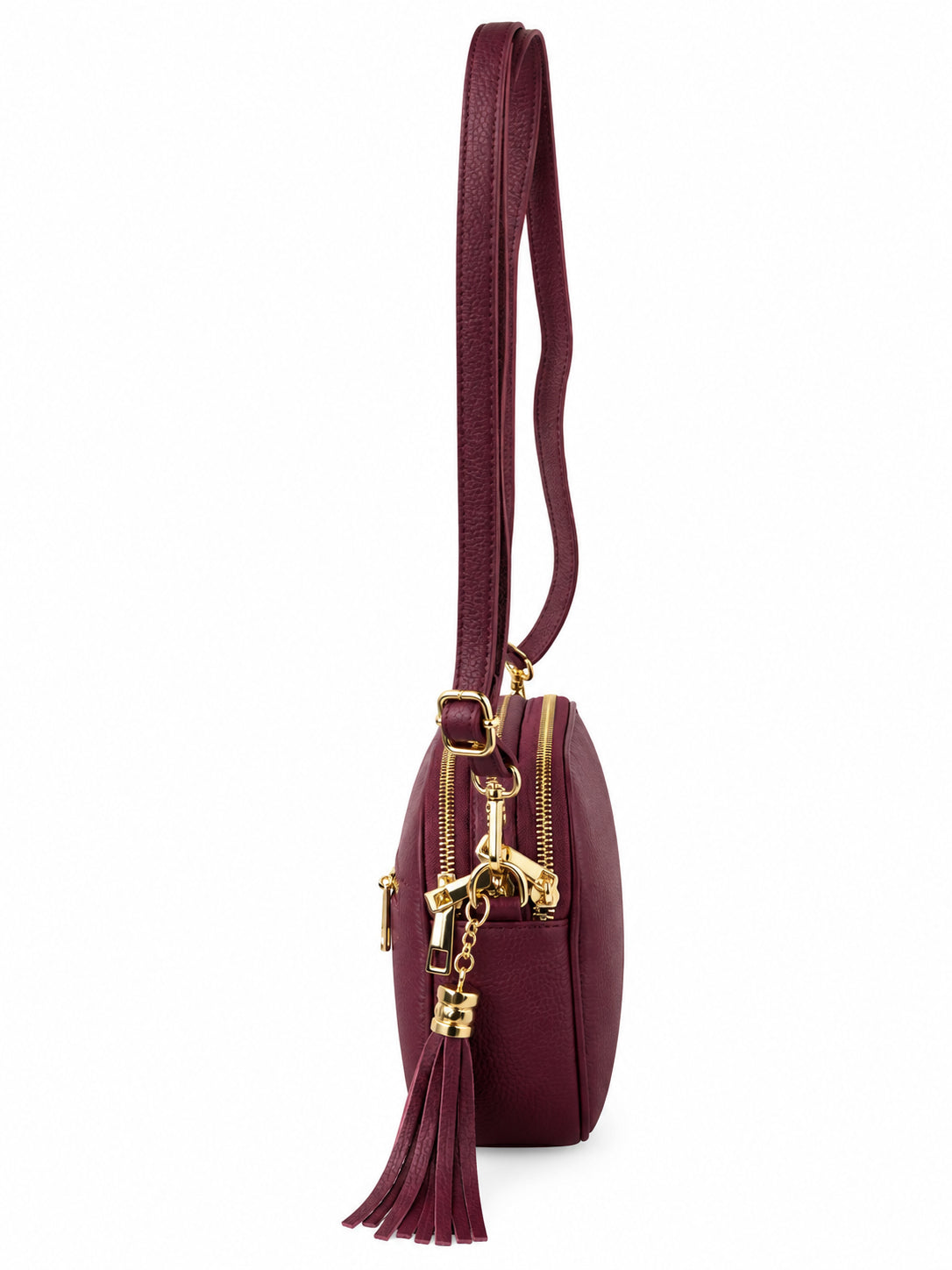 Borsa Donna a Tracolla Nera con Doppia Zip e Nappina